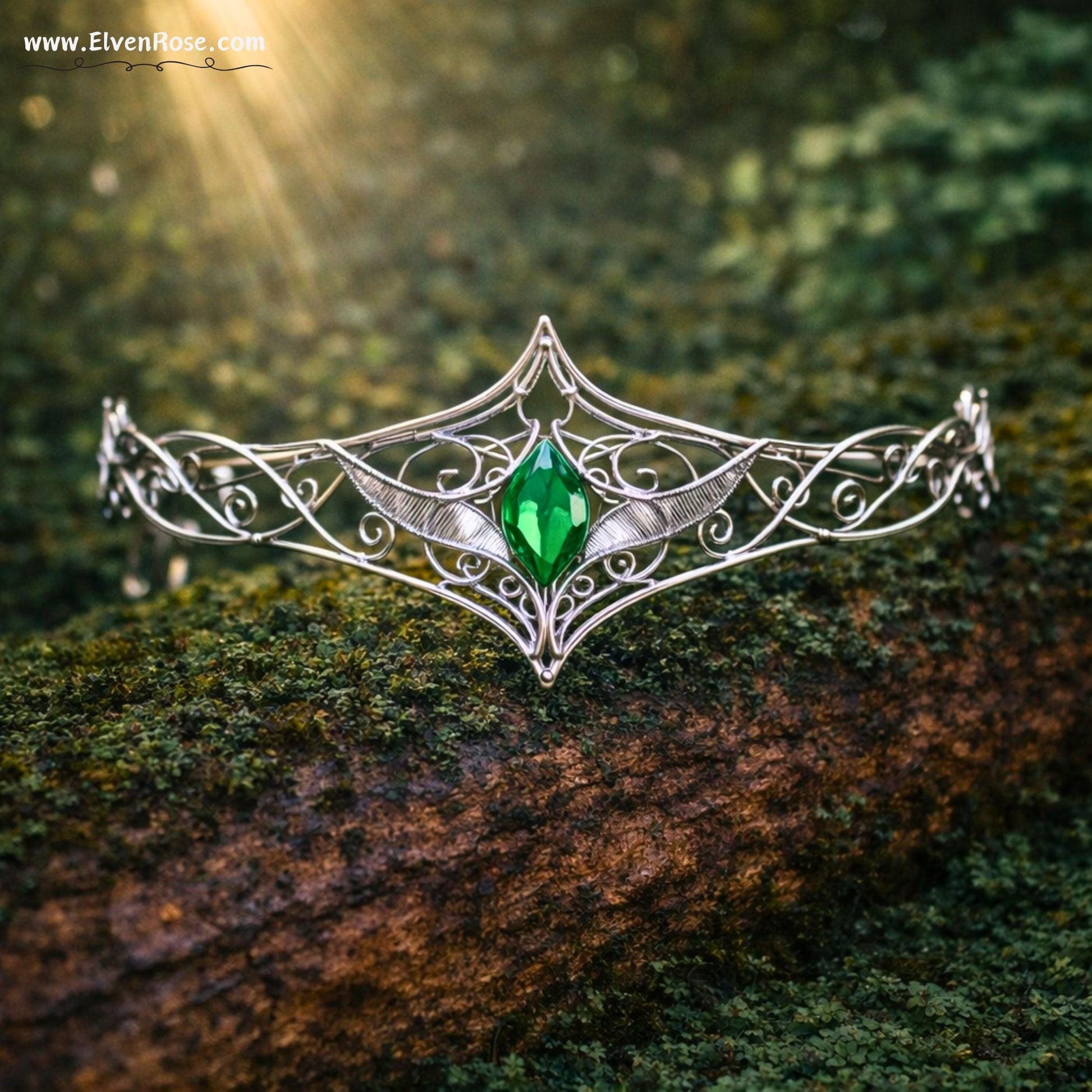 Emerald Enchantment Adjustable Elven Crown - Elven Rose