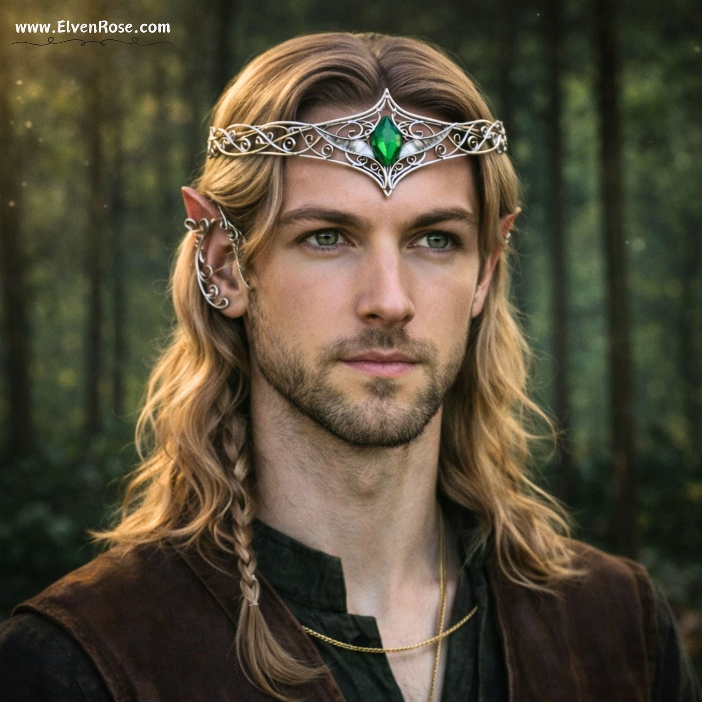 Emerald Enchantment Adjustable Elven Crown - Elven Rose