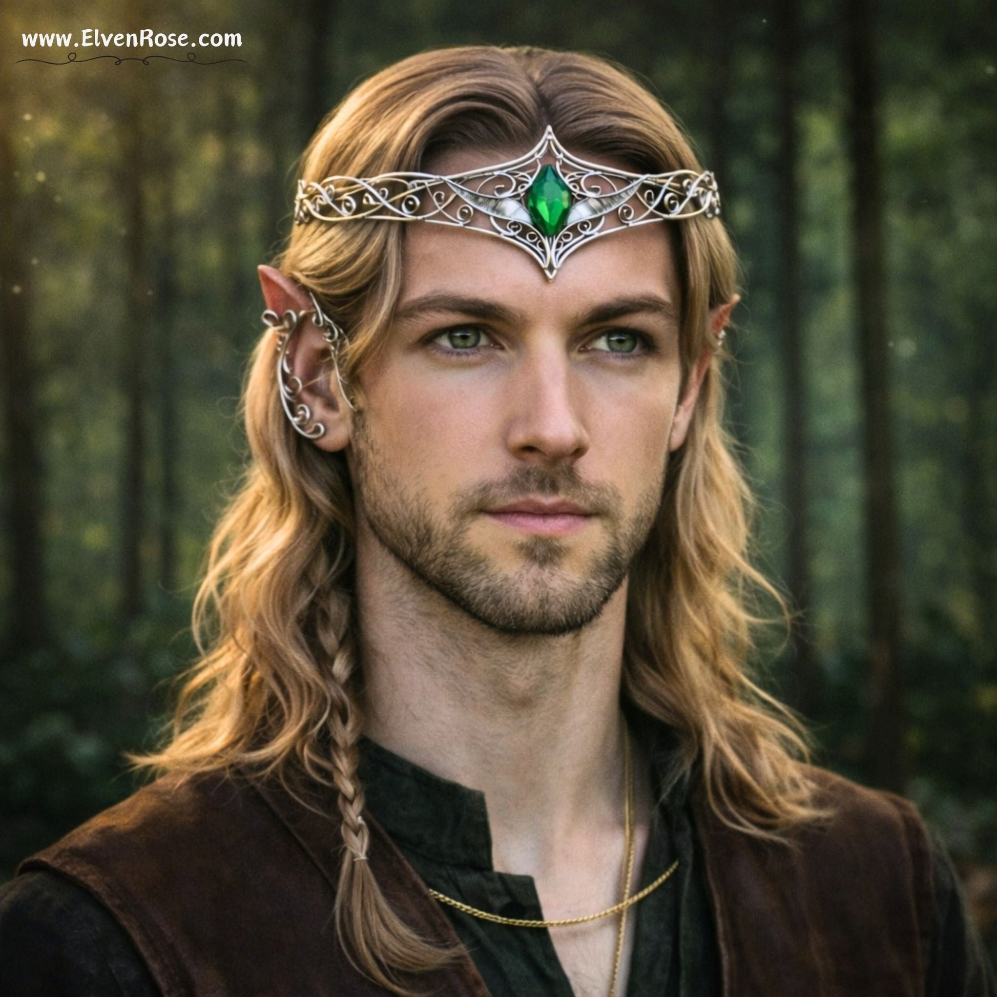 Emerald Enchantment Adjustable Elven Crown - Elven Rose