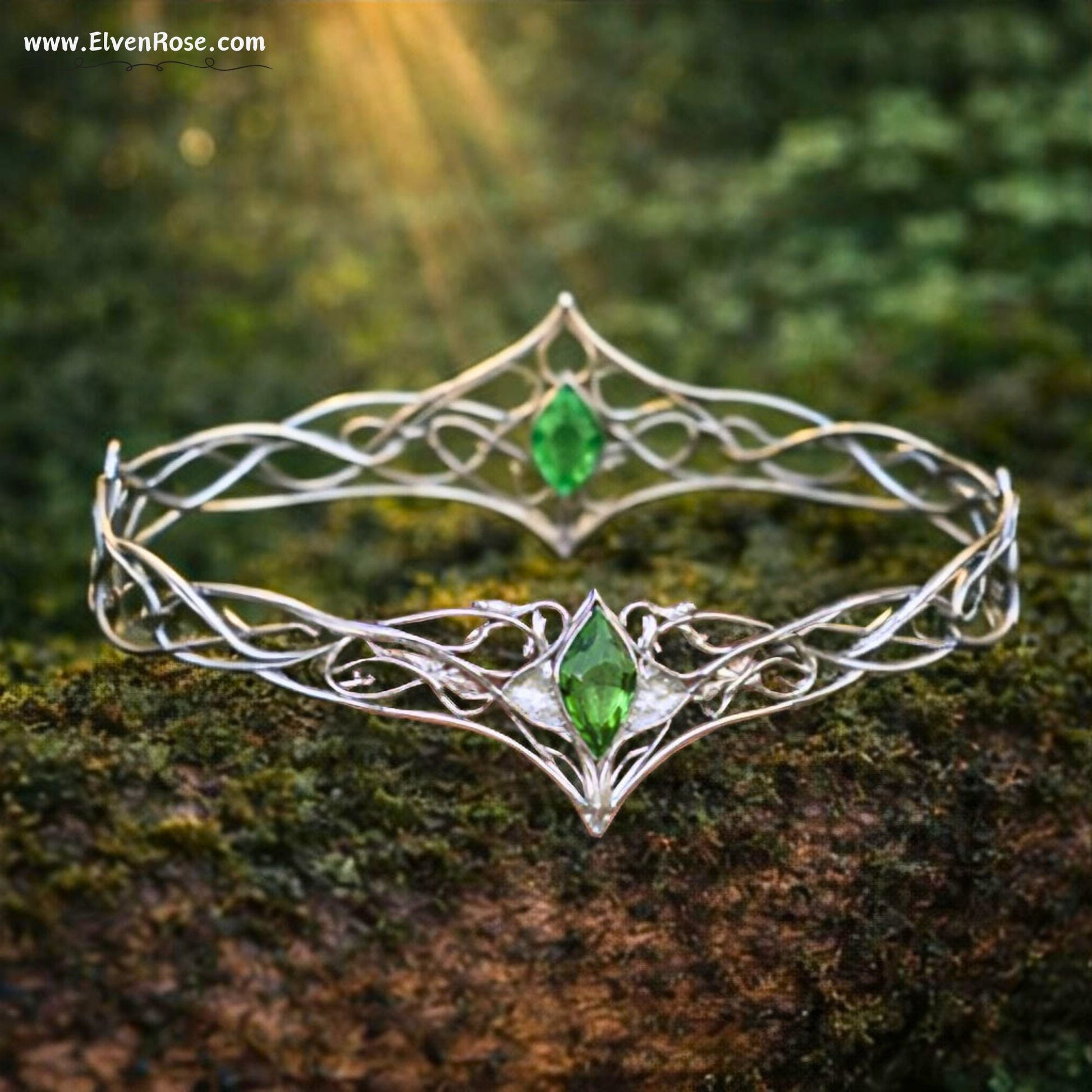 Emerald Enchantment Adjustable Elven Crown - Elven Rose