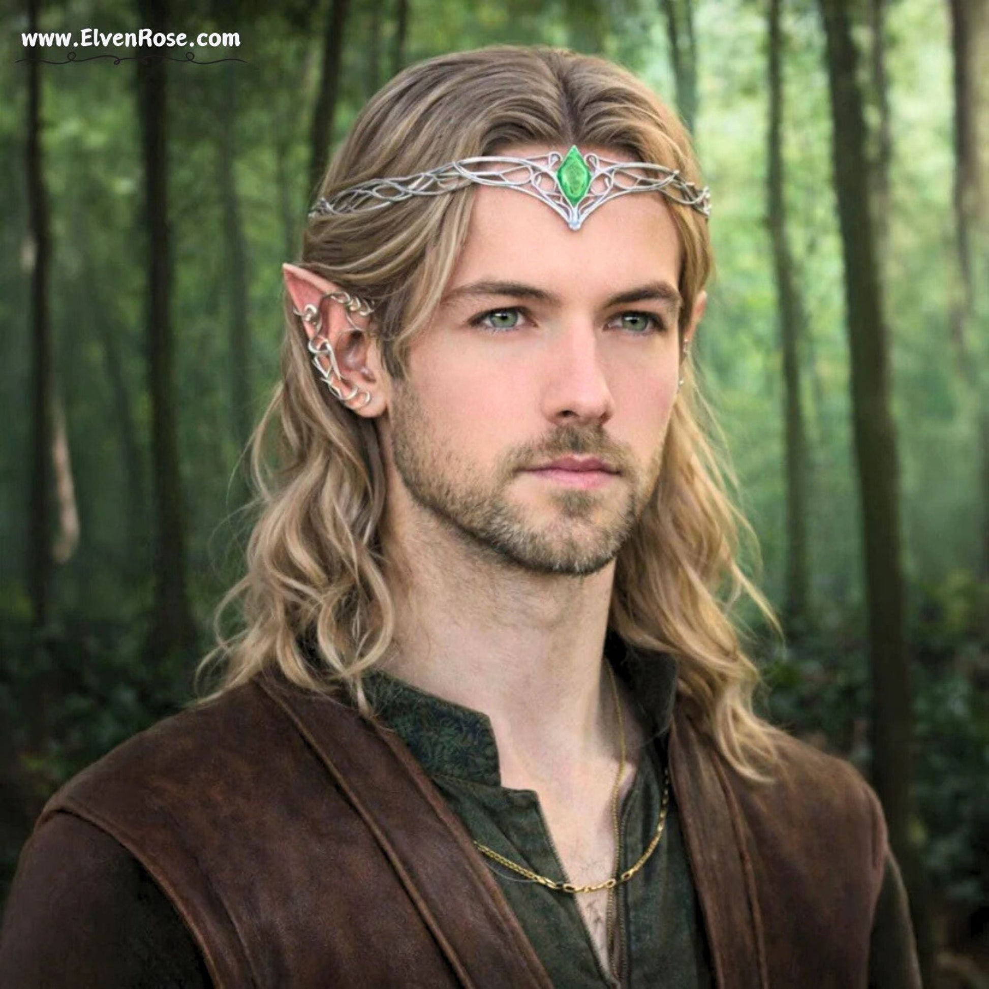 Emerald Enchantment Adjustable Elven Crown - Elven Rose