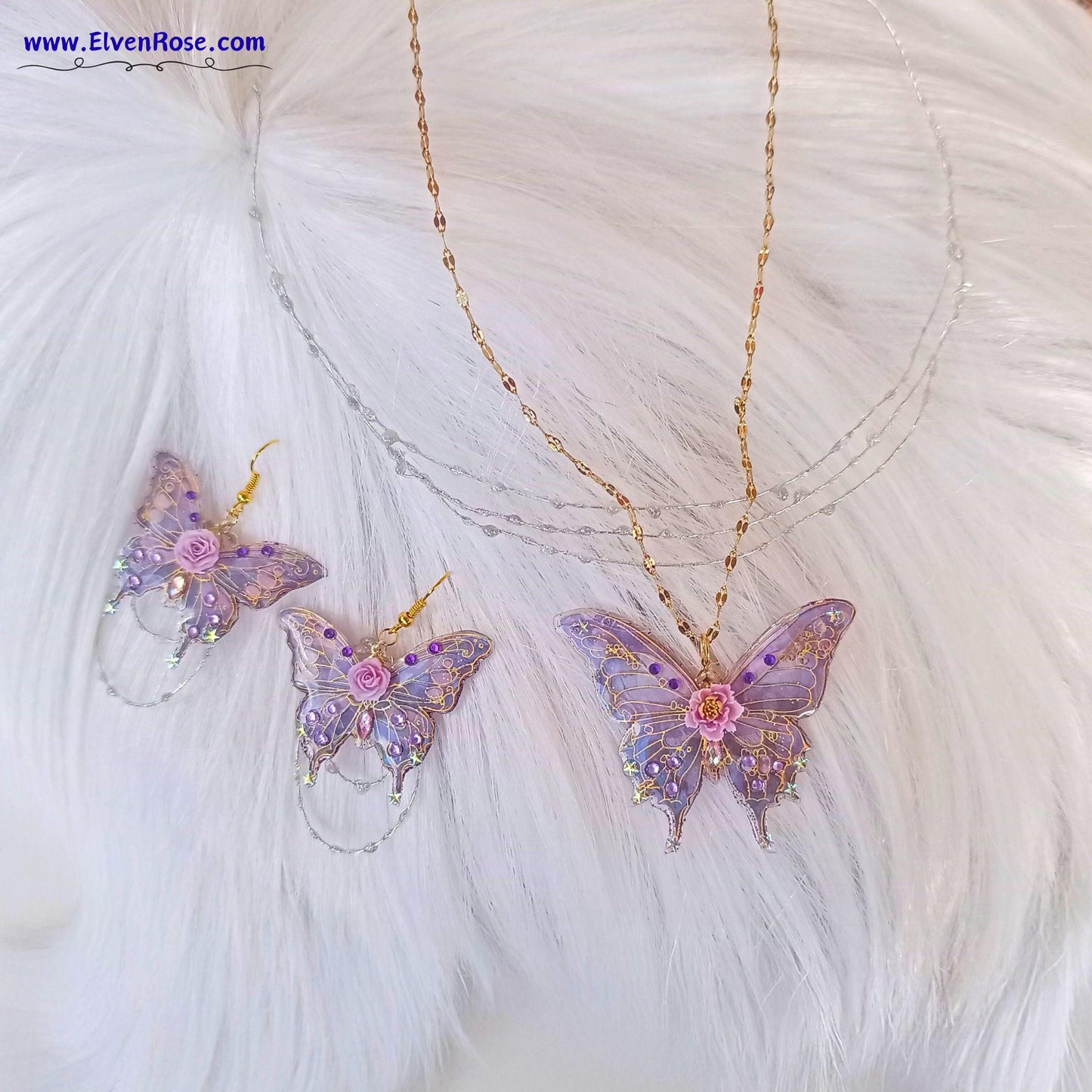 Enchanted Butterfly Jewelry Set - Elven Rose