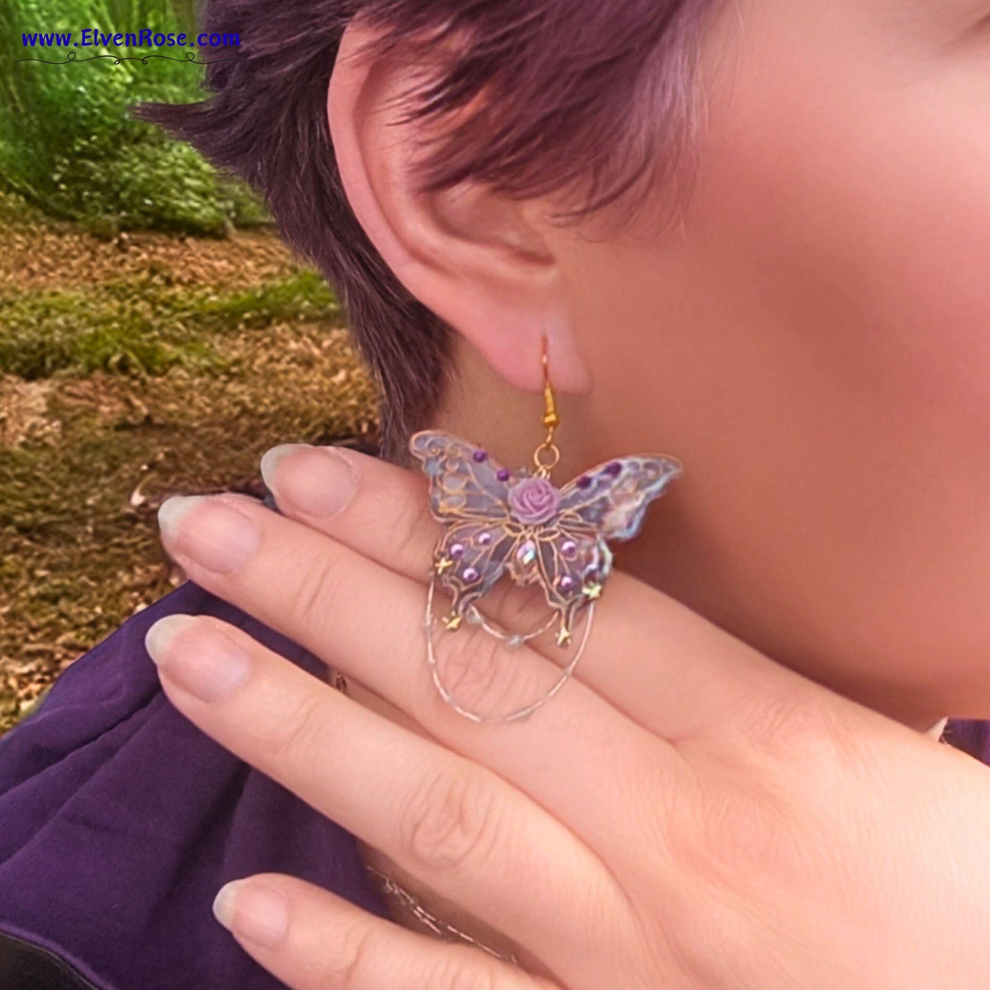 Enchanted Butterfly Jewelry Set - Elven Rose