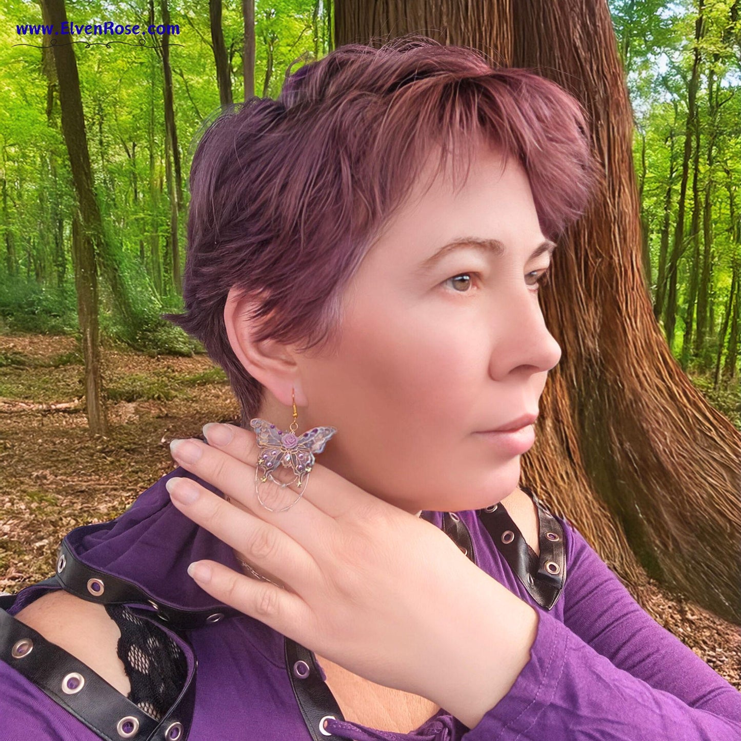 Enchanted Butterfly Jewelry Set - Elven Rose