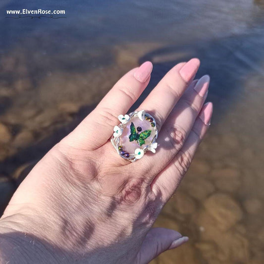 Enchanted Meadow Fairy Ring with Crystals - Elven Rose