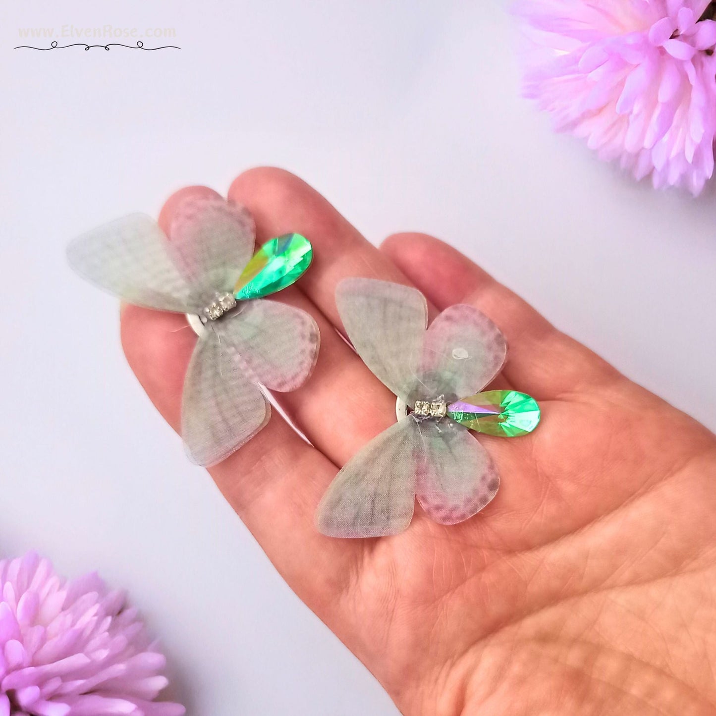 Fairy Wing Butterfly Earrings - Elven Rose