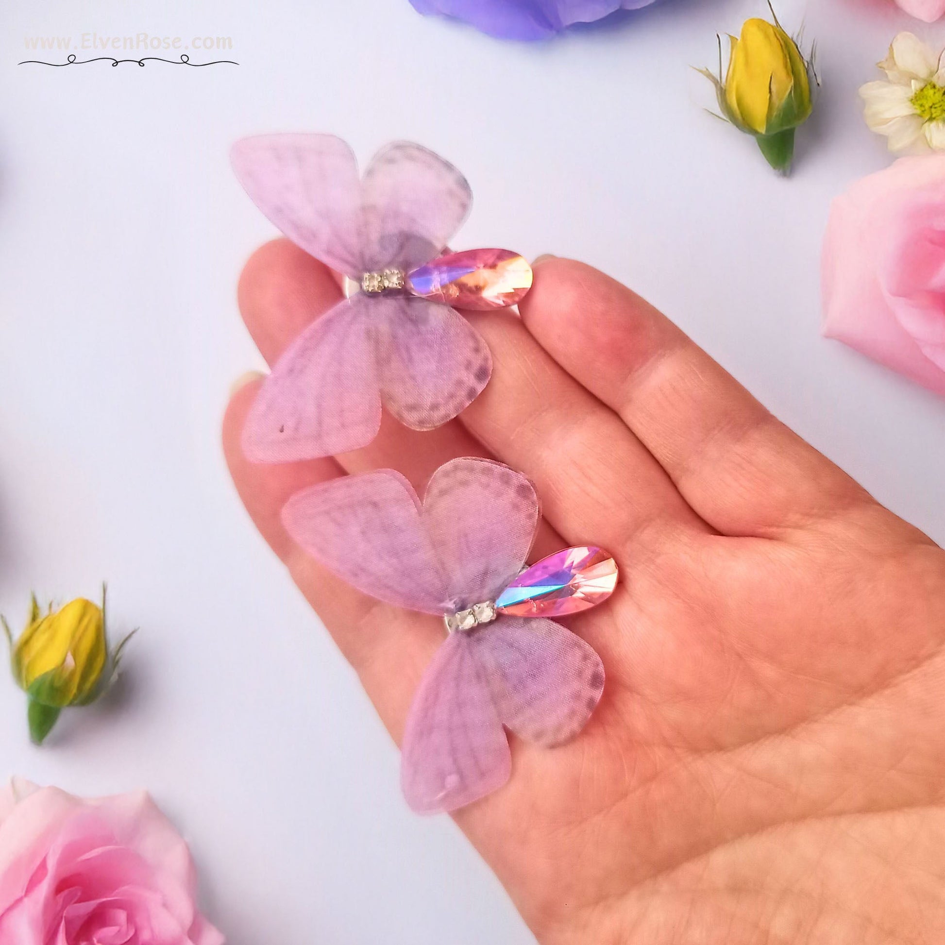 Fairy Wing Butterfly Earrings - Elven Rose