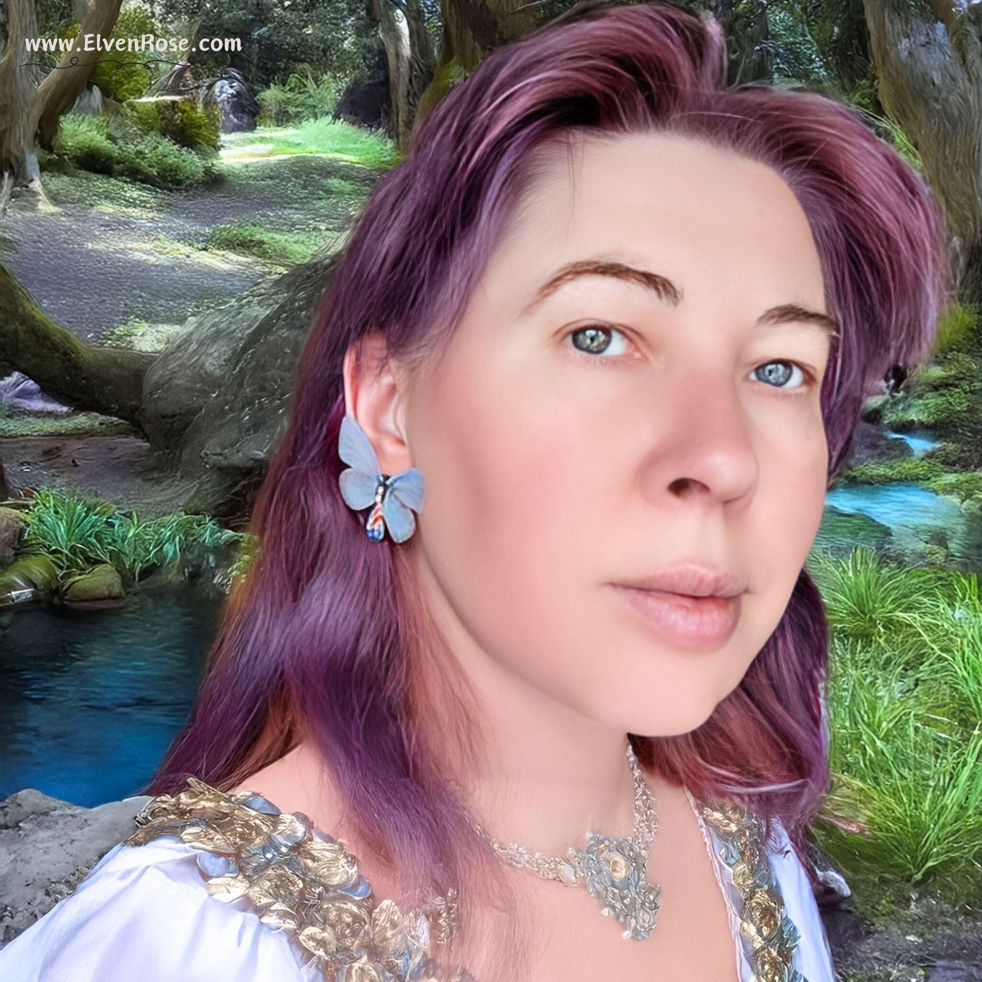 Fairy Wing Butterfly Earrings - Elven Rose