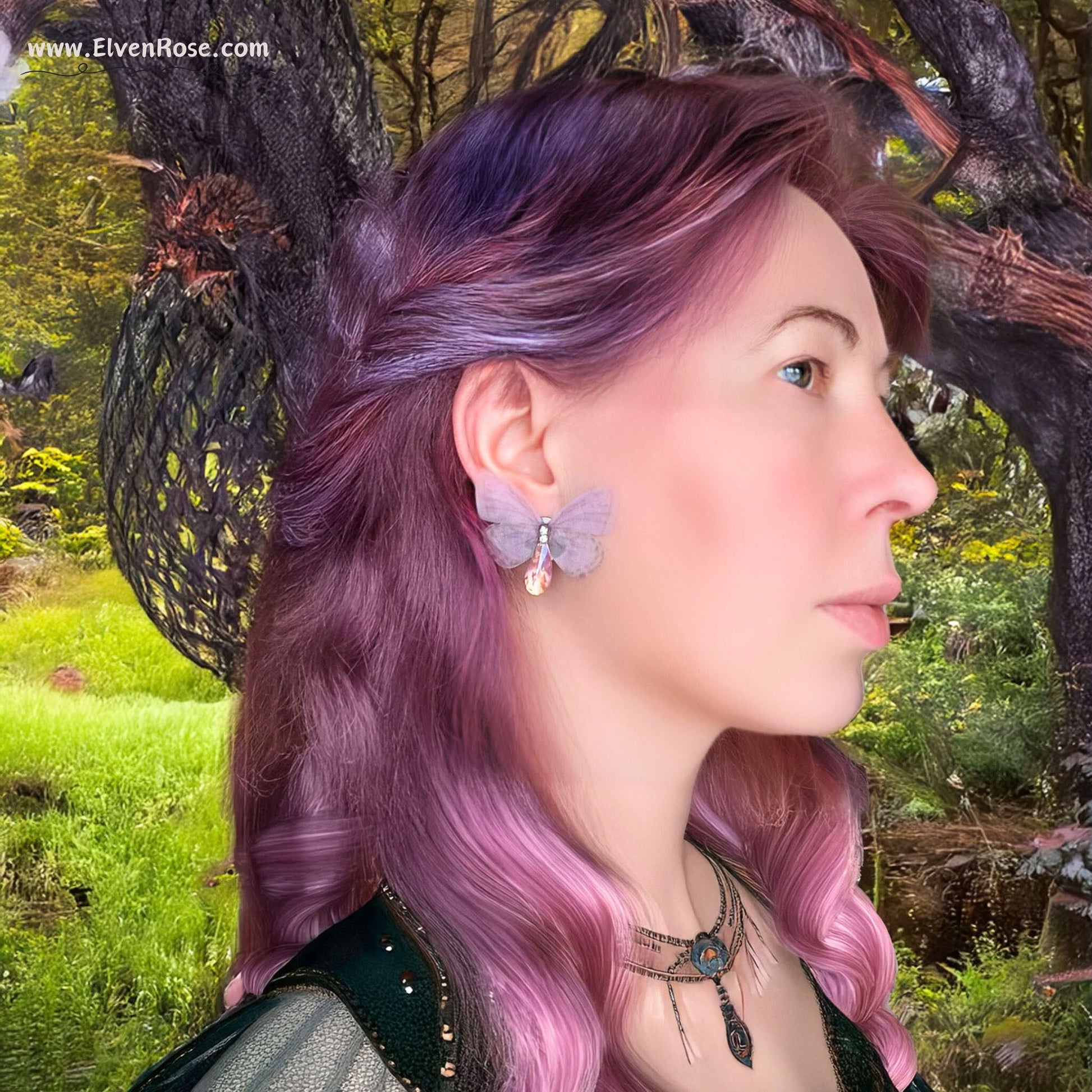 Fairy Wing Butterfly Earrings - Elven Rose