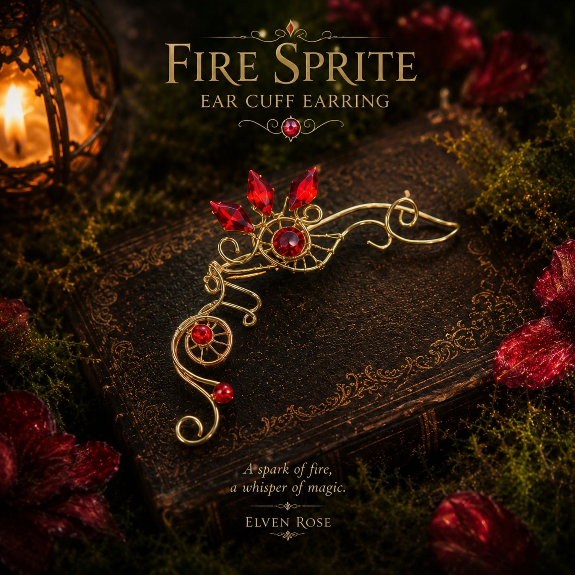 "Fire Sprite" Fantasy Ear Cuff - Elven Rose