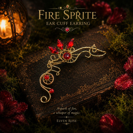 "Fire Sprite" Fantasy Ear Cuff - Elven Rose
