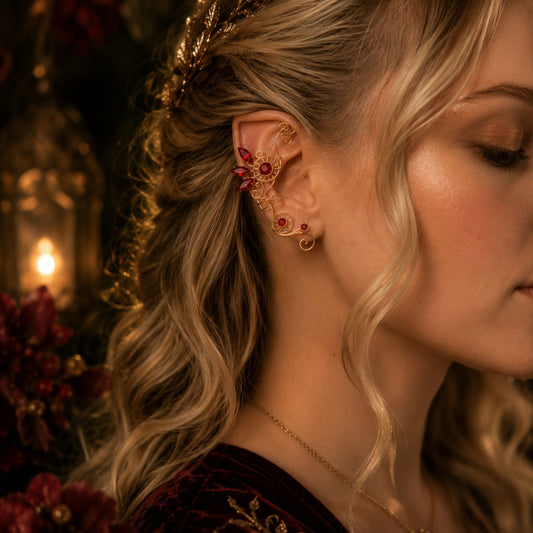 "Fire Sprite" Fantasy Ear Cuff - Elven Rose