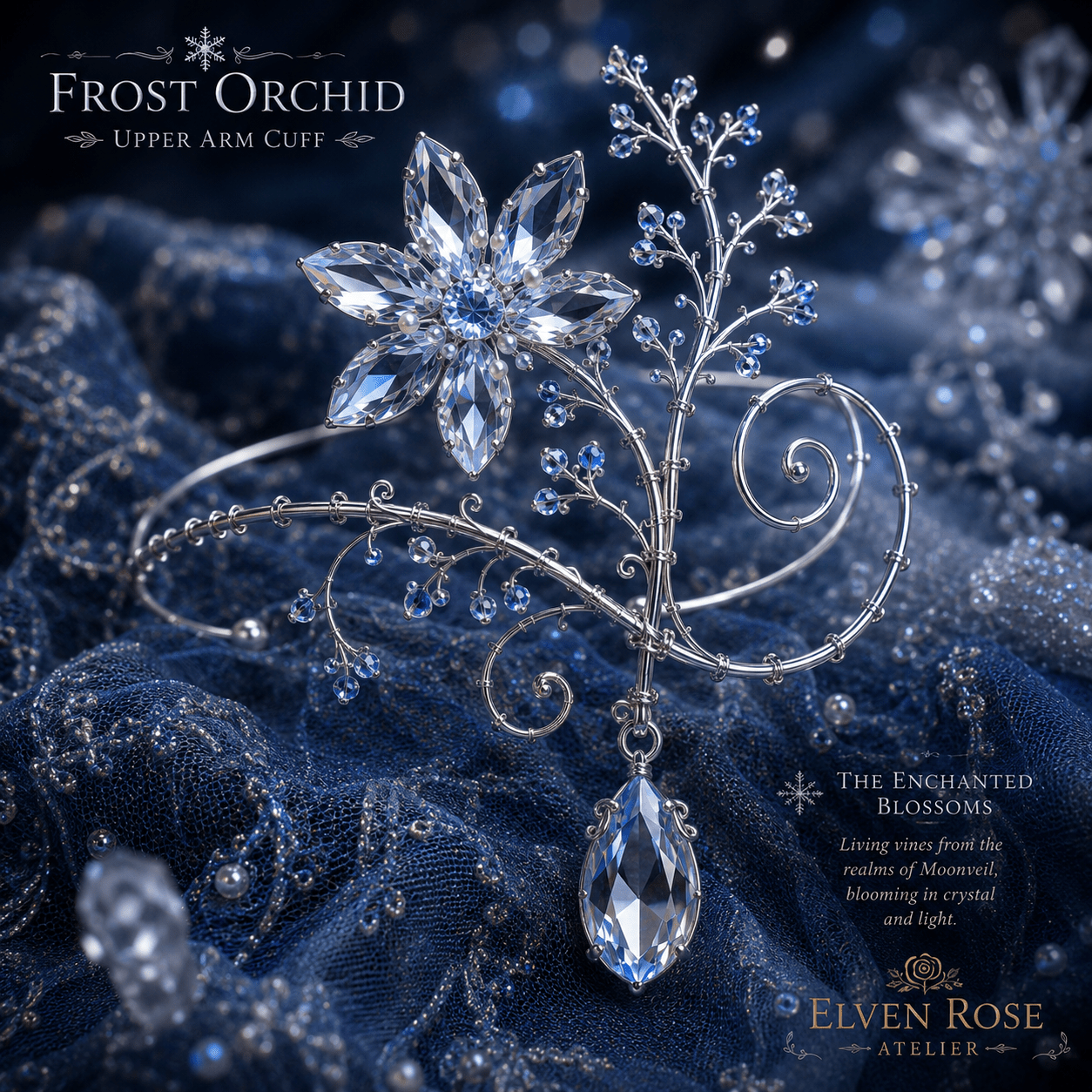 Frost Orchid Arm Cuff - Elven Rose