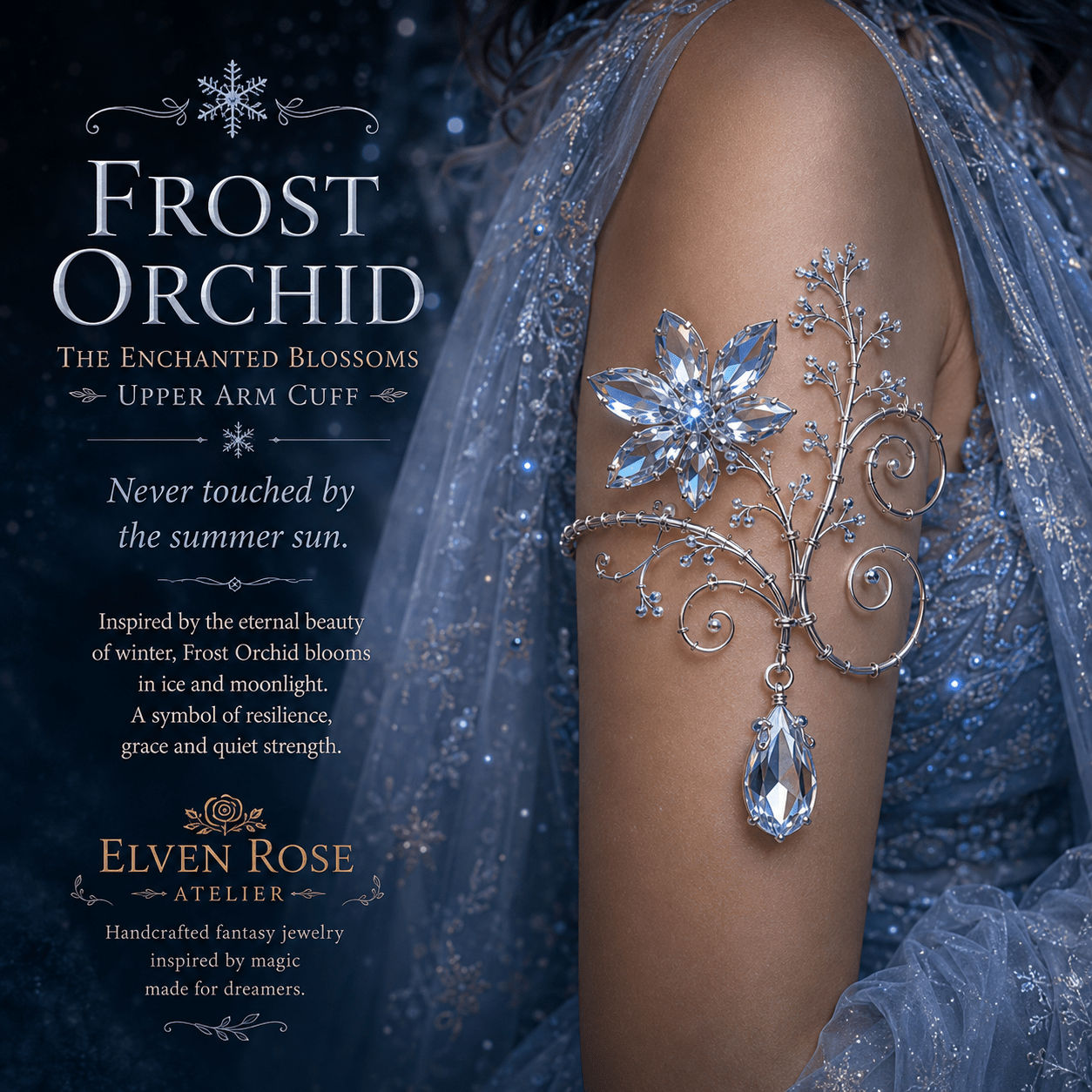 Frost Orchid Arm Cuff - Elven Rose