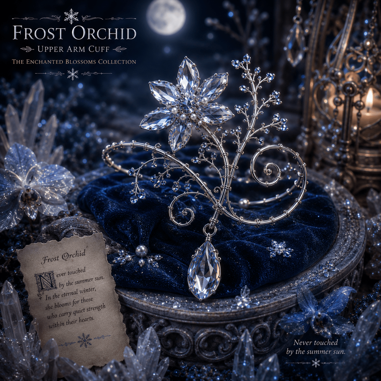 Frost Orchid Arm Cuff - Elven Rose