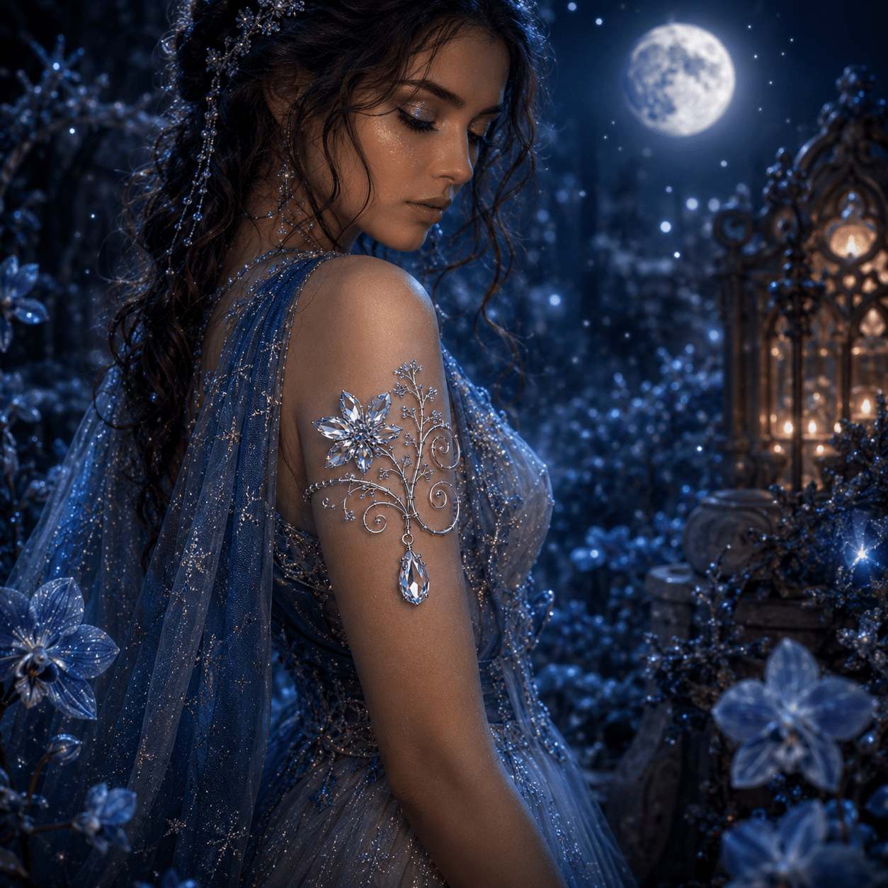 Frost Orchid Arm Cuff - Elven Rose