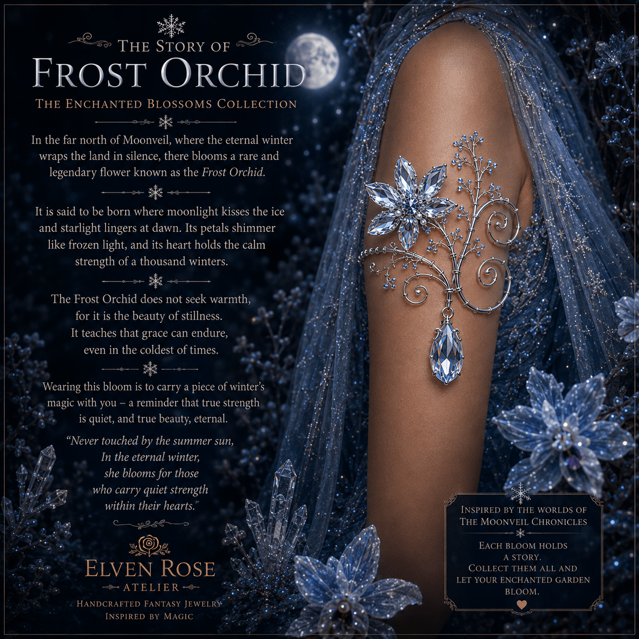 Frost Orchid Arm Cuff - Elven Rose