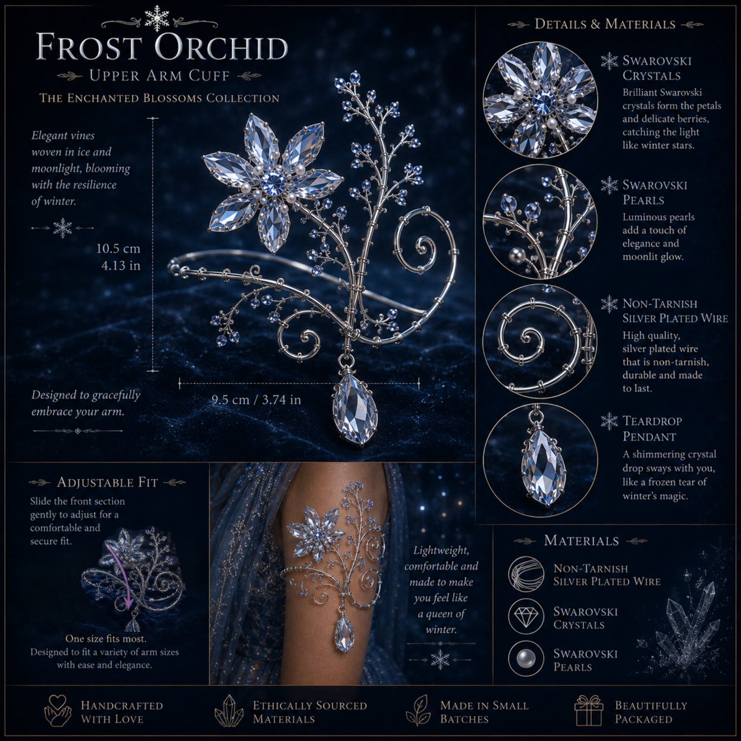 Frost Orchid Arm Cuff - Elven Rose