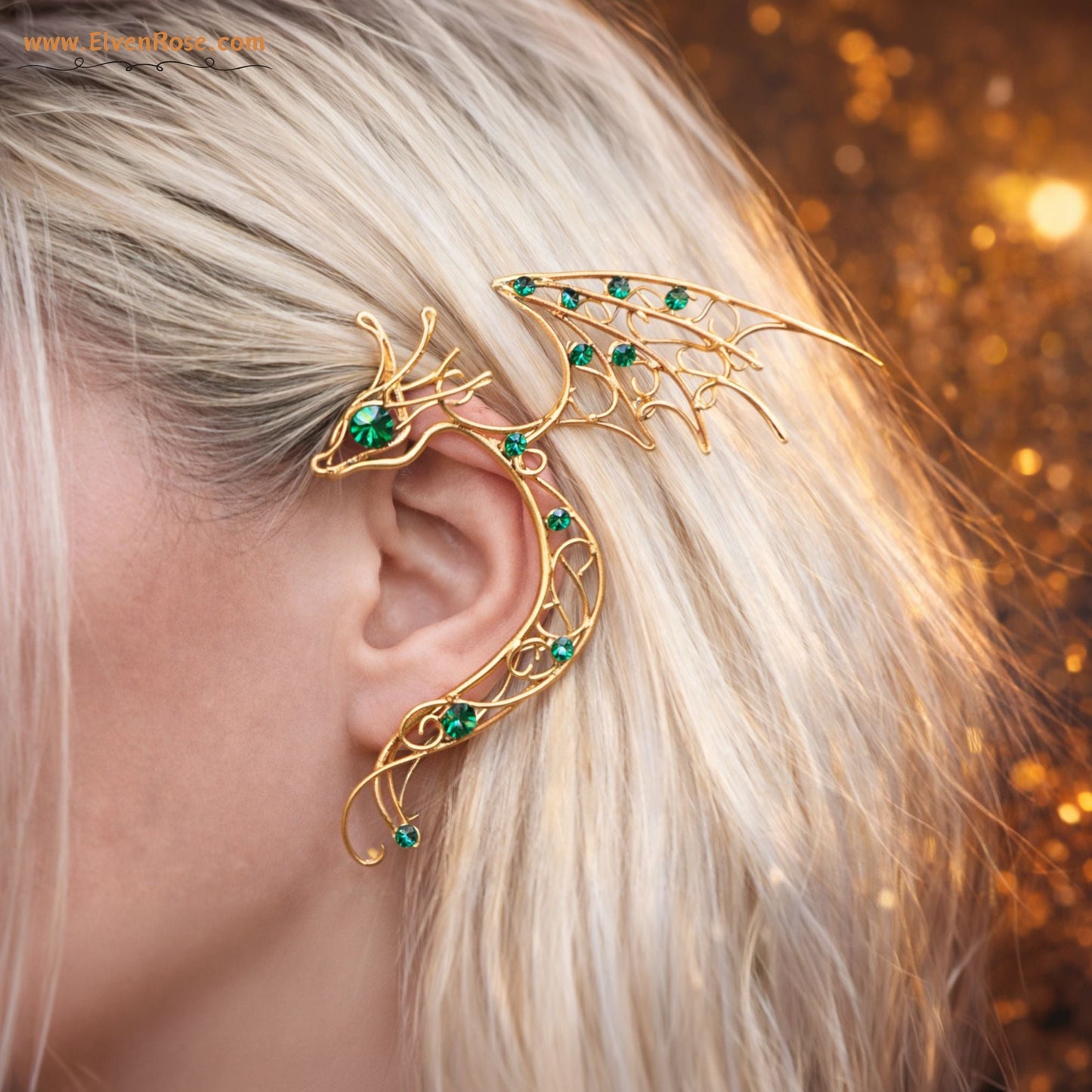 Golden Dragon Ear Wrap Earring - Elven Rose