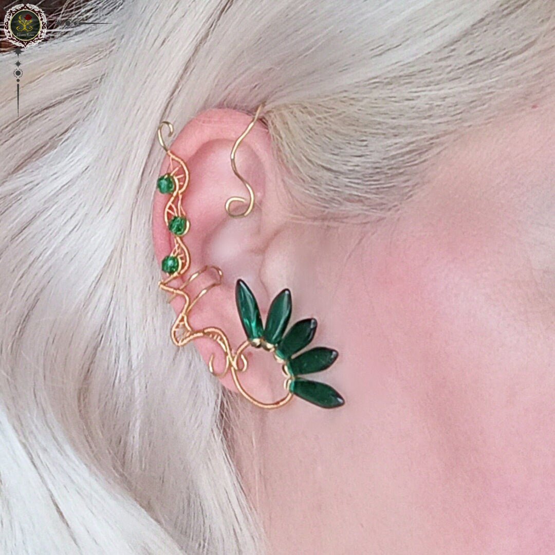 "Golden Reflections" no piercing ear cuff - Elven Rose