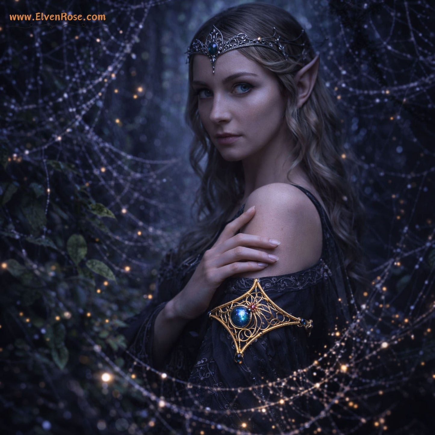 "Golden Web" Elegant Spider Armlet - Elven Rose