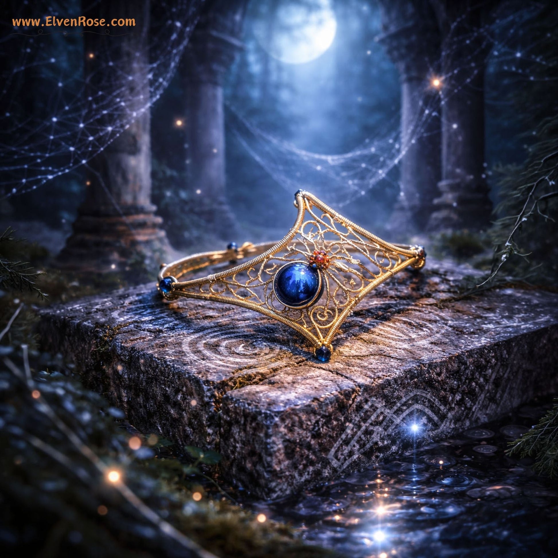 "Golden Web" Elegant Spider Armlet - Elven Rose