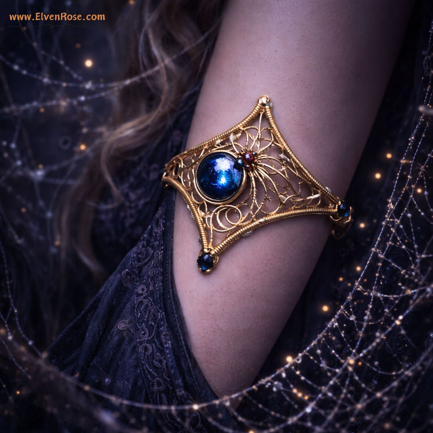 "Golden Web" Elegant Spider Armlet - Elven Rose