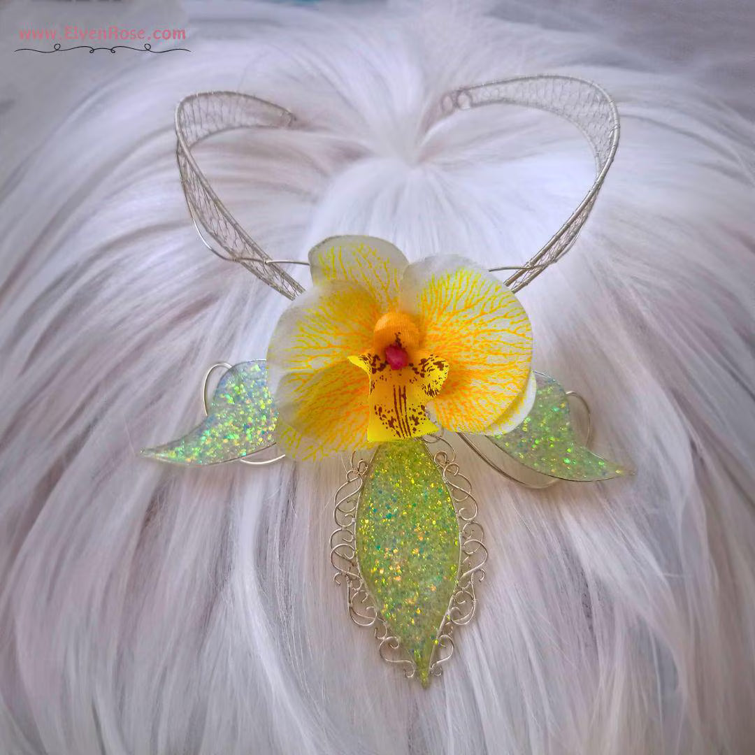 "Orchid of Enchantment" Fantasy Floral Collar Necklace - Elven Rose