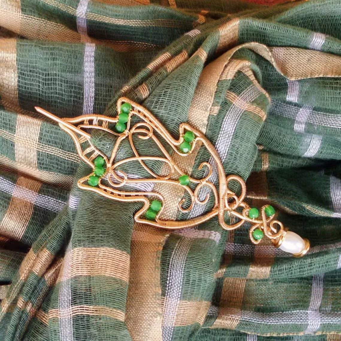 "Golden Leaf" Fantasy Cloak Clasp / Brooch - Elven Rose