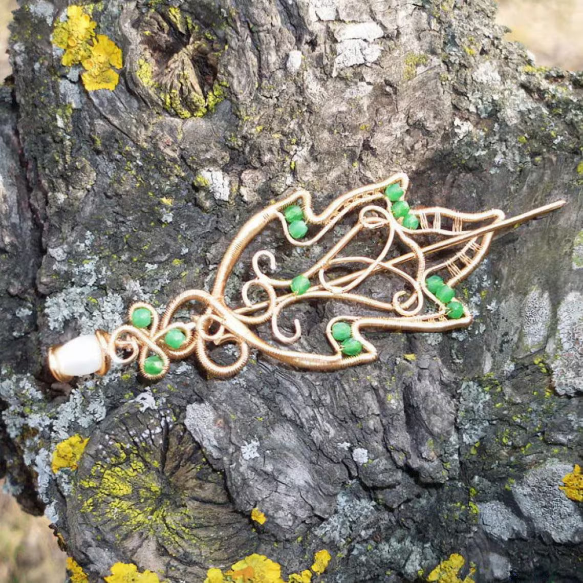 "Golden Leaf" Fantasy Cloak Clasp / Brooch - Elven Rose