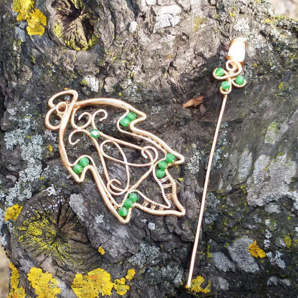 "Golden Leaf" Fantasy Cloak Clasp / Brooch - Elven Rose