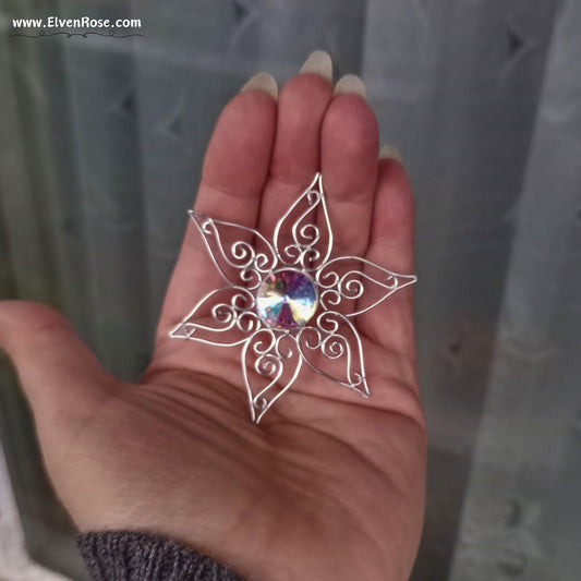 Elven Star Crystal Suncatcher / Ornament - Elven Rose