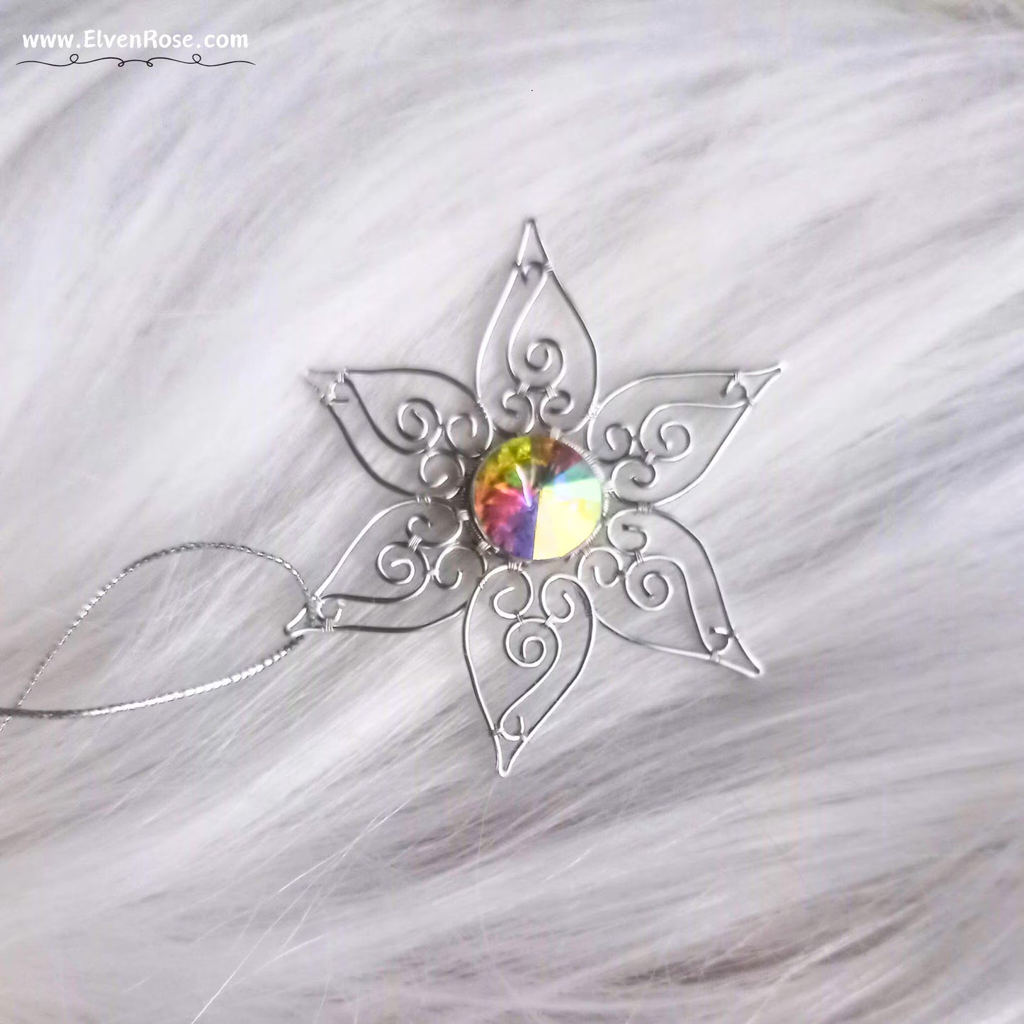 Elven Star Crystal Suncatcher / Ornament - Elven Rose