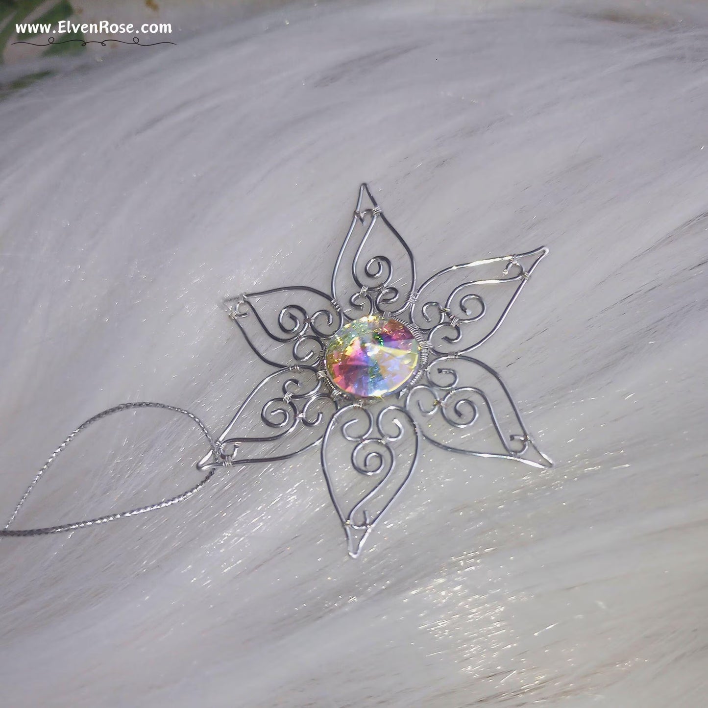 Elven Star Crystal Suncatcher / Ornament - Elven Rose