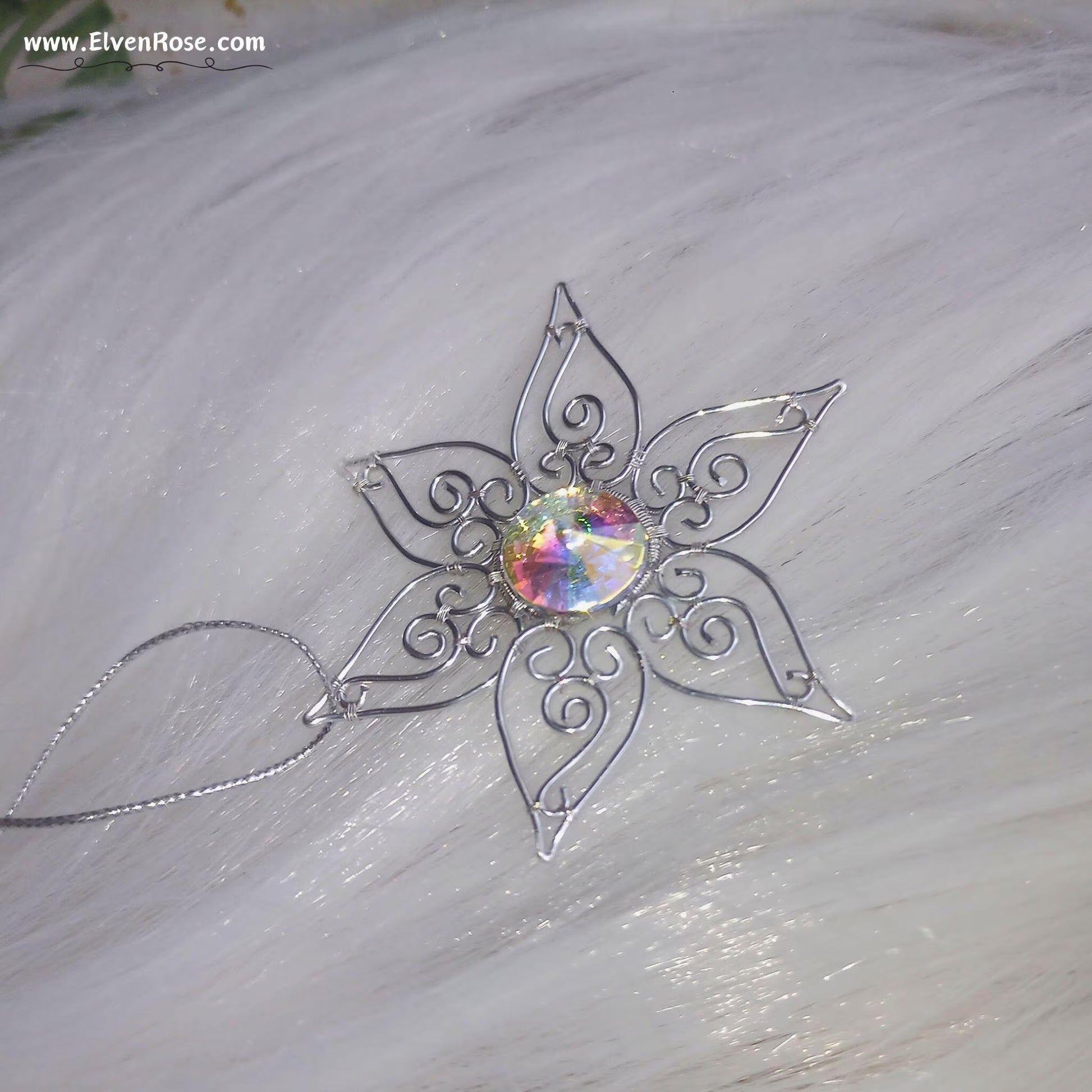 Elven Star Crystal Suncatcher / Ornament - Elven Rose