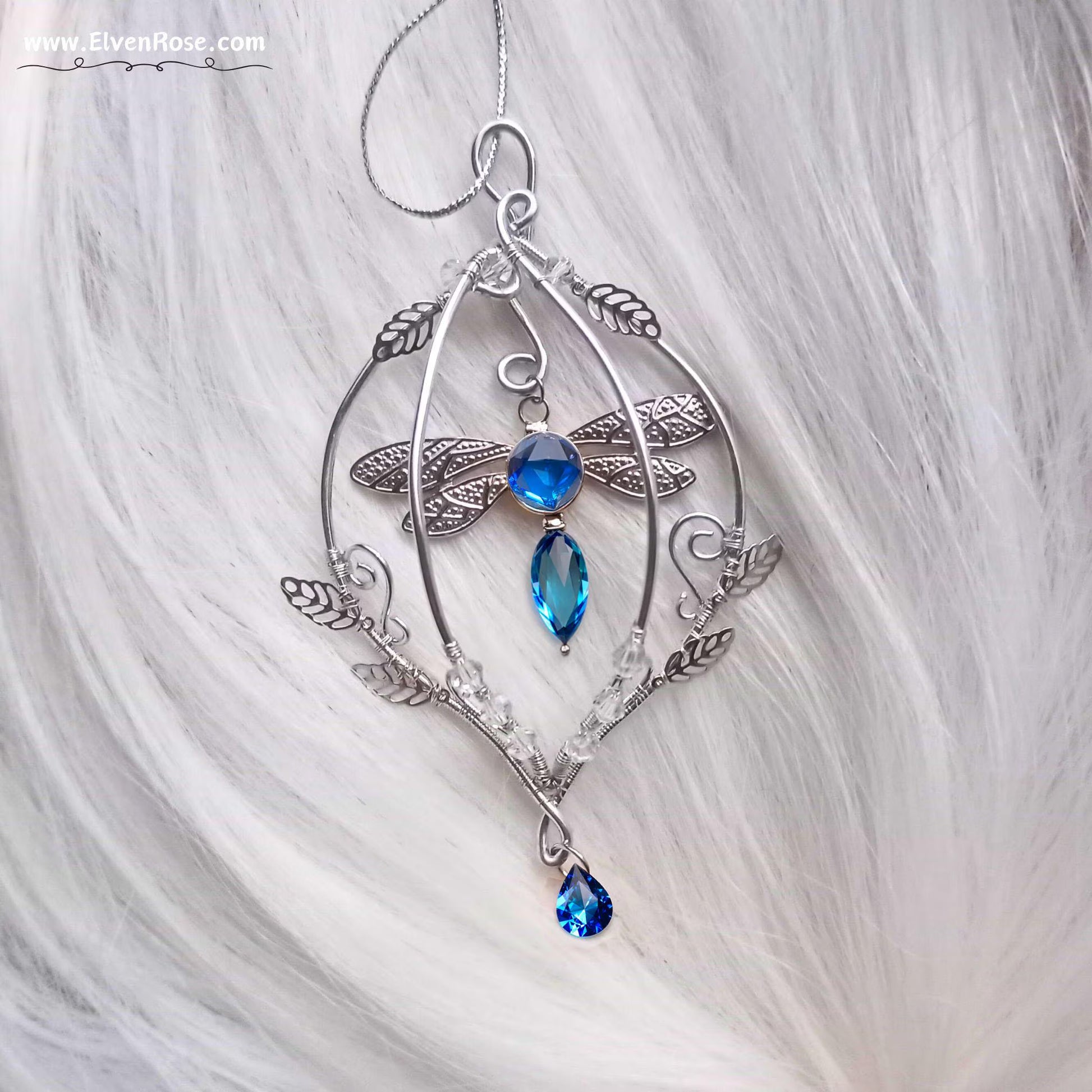 Elven Dragonfly Ornament | Elven Rose - Christmas Ornament