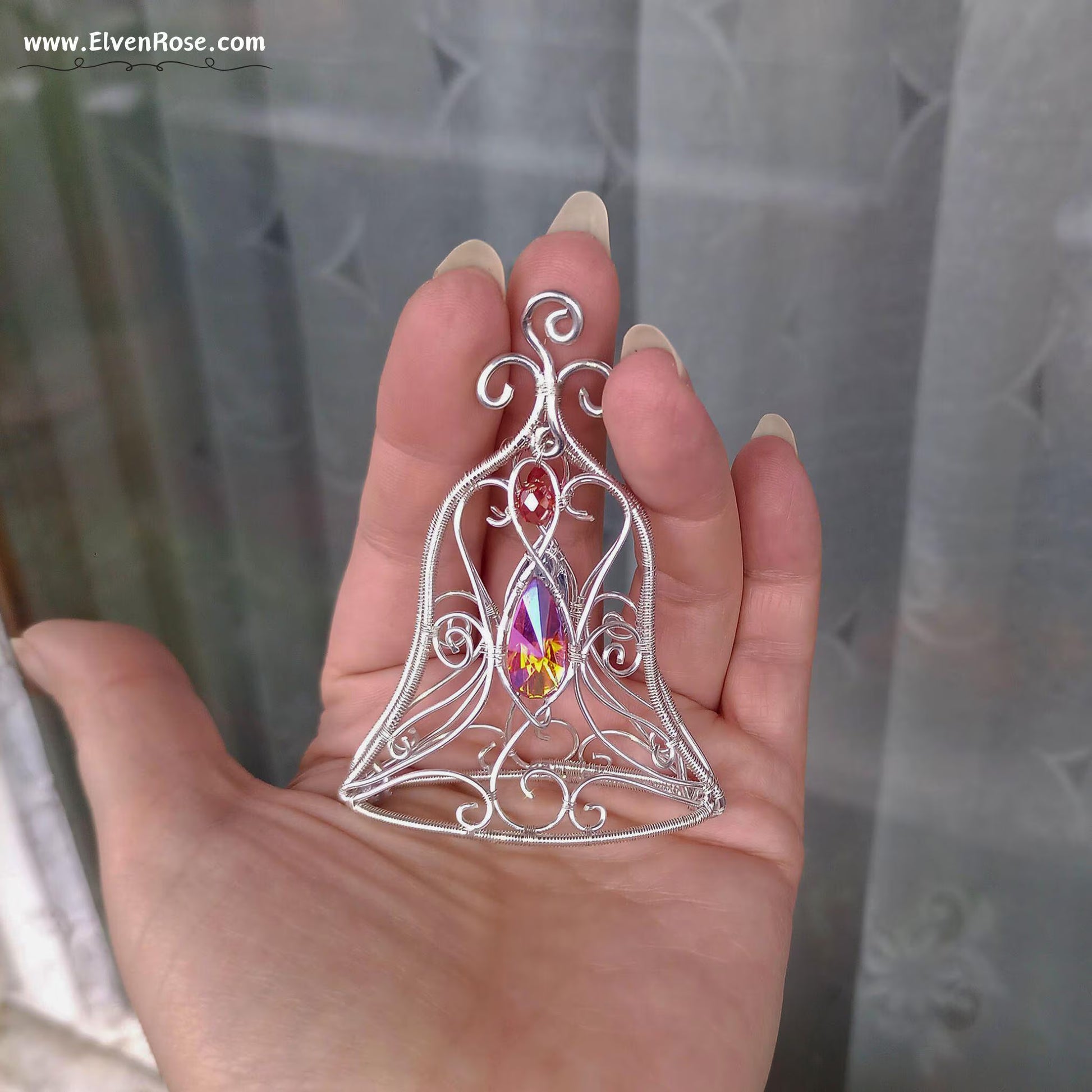 Elven Bell Suncatcher / Ornament - Elven Rose