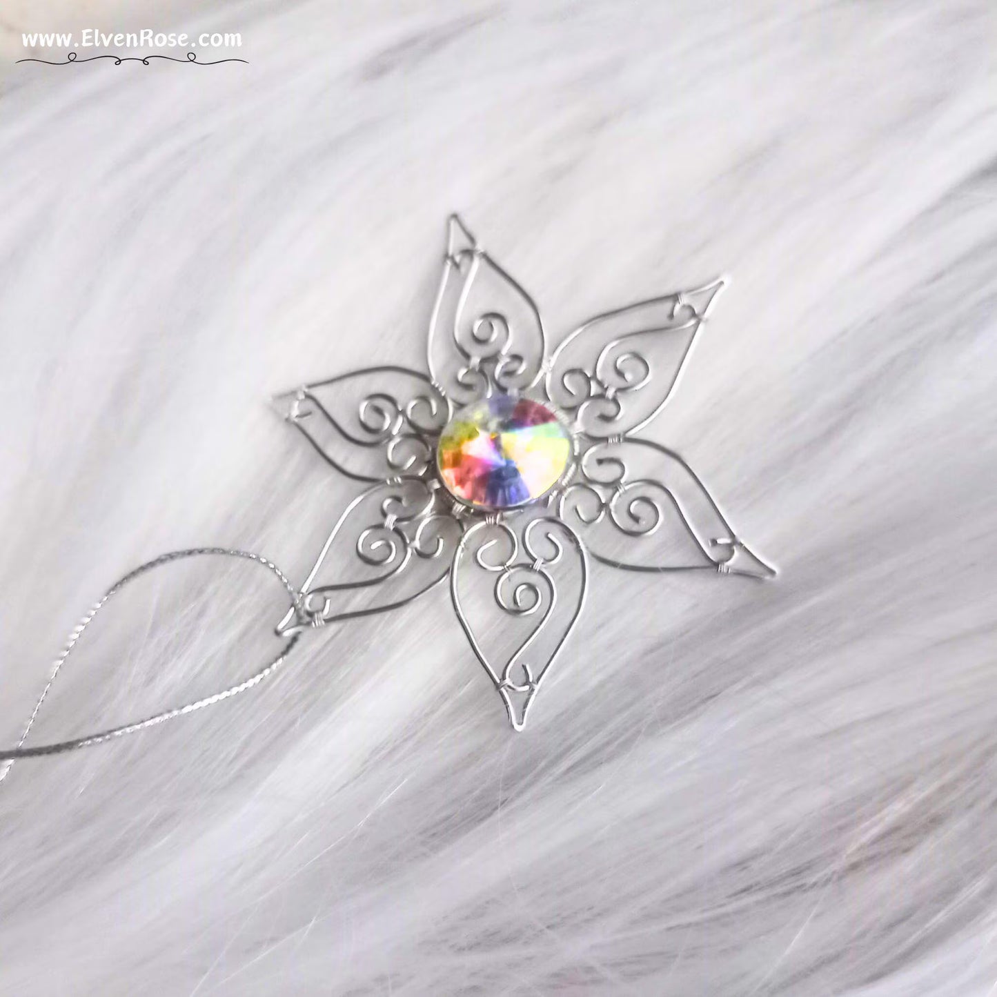 Elven Star Crystal Suncatcher / Ornament - Elven Rose