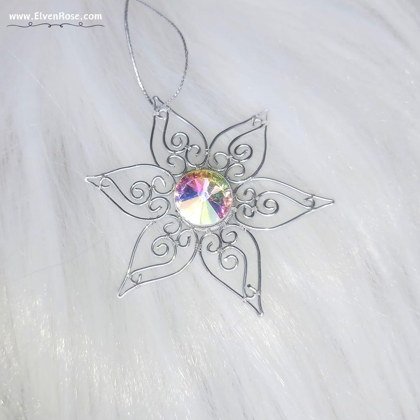 Elven Star Crystal Suncatcher / Ornament - Elven Rose