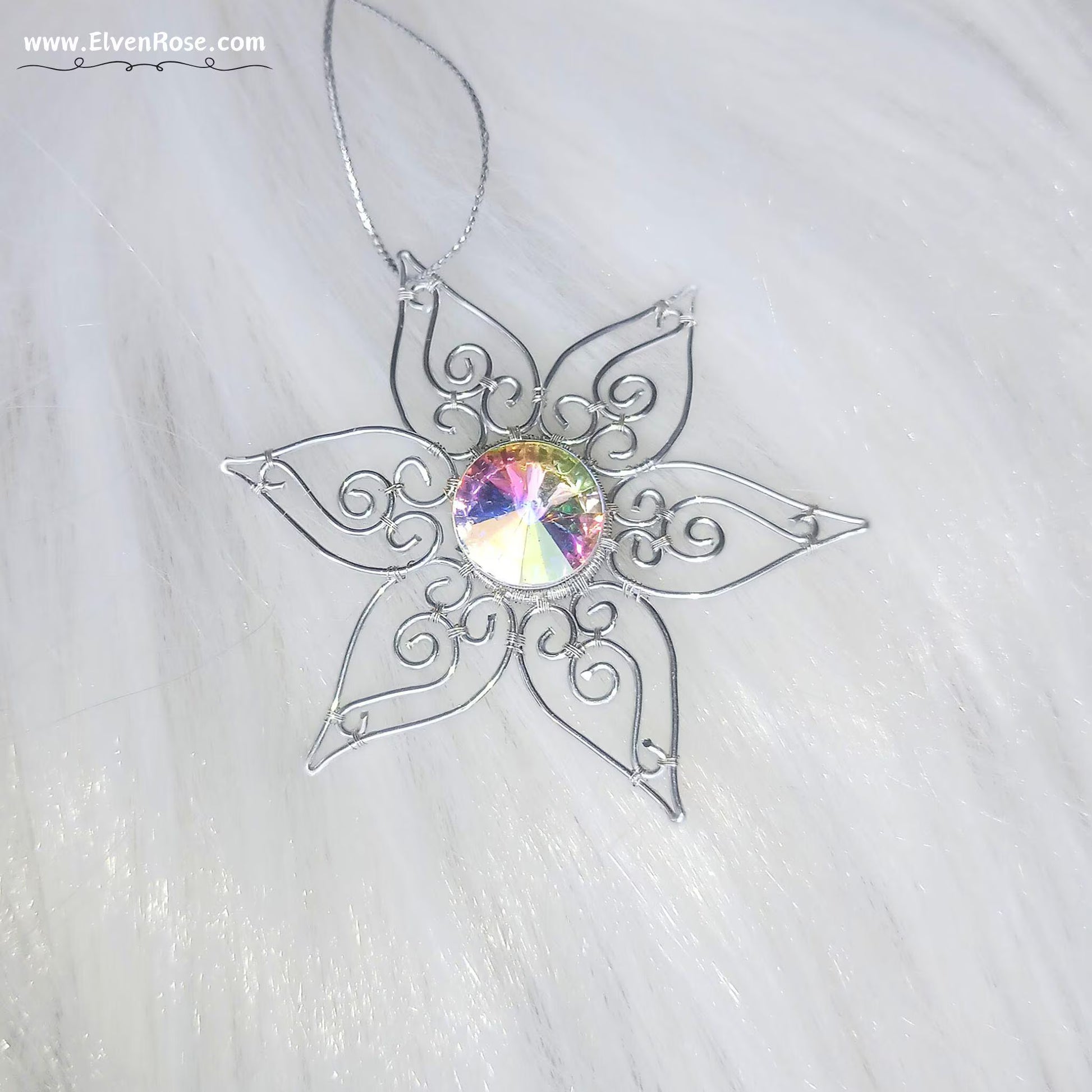 Elven Star Crystal Suncatcher / Ornament - Elven Rose