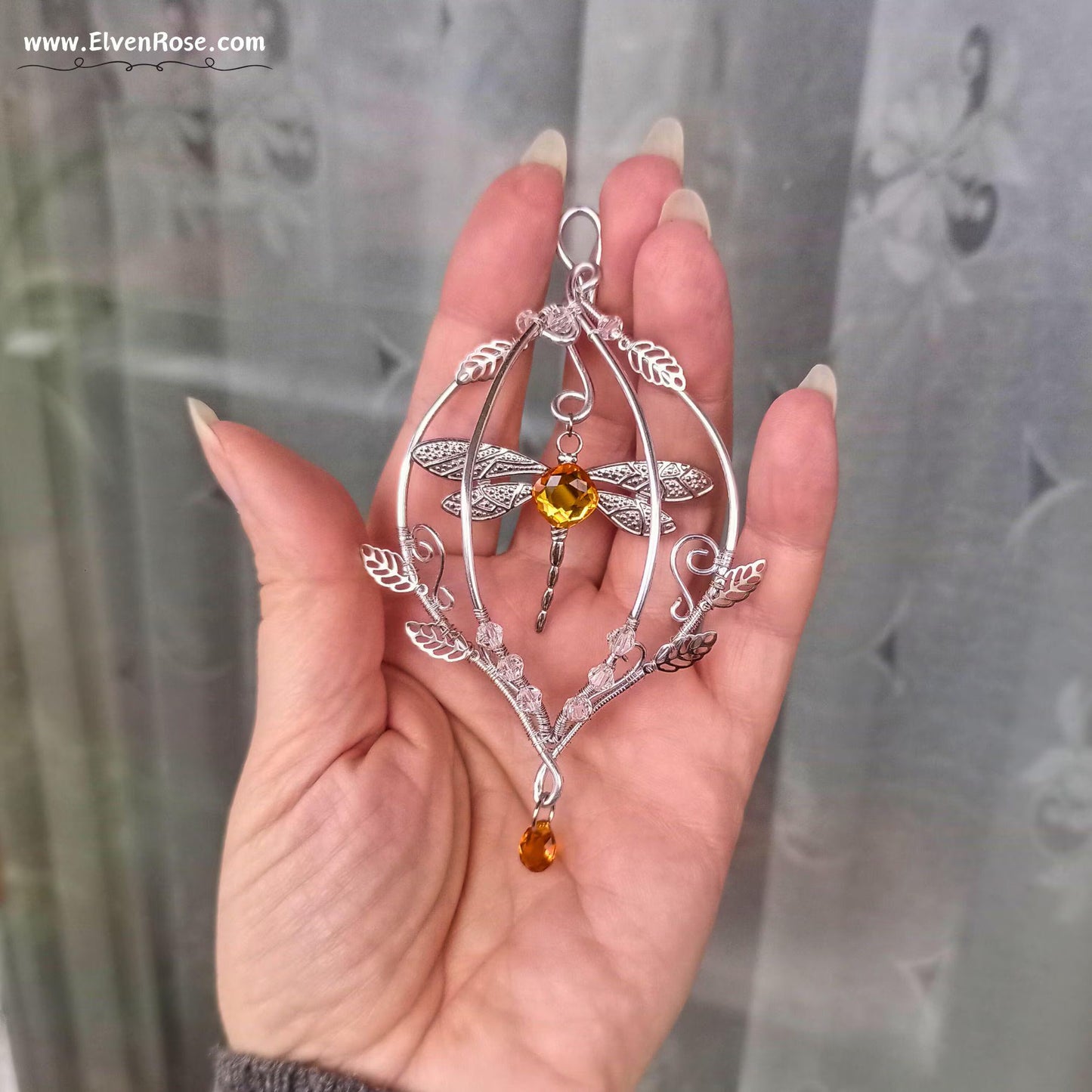 Elven Dragonfly Ornament | Elven Rose - Christmas Ornament