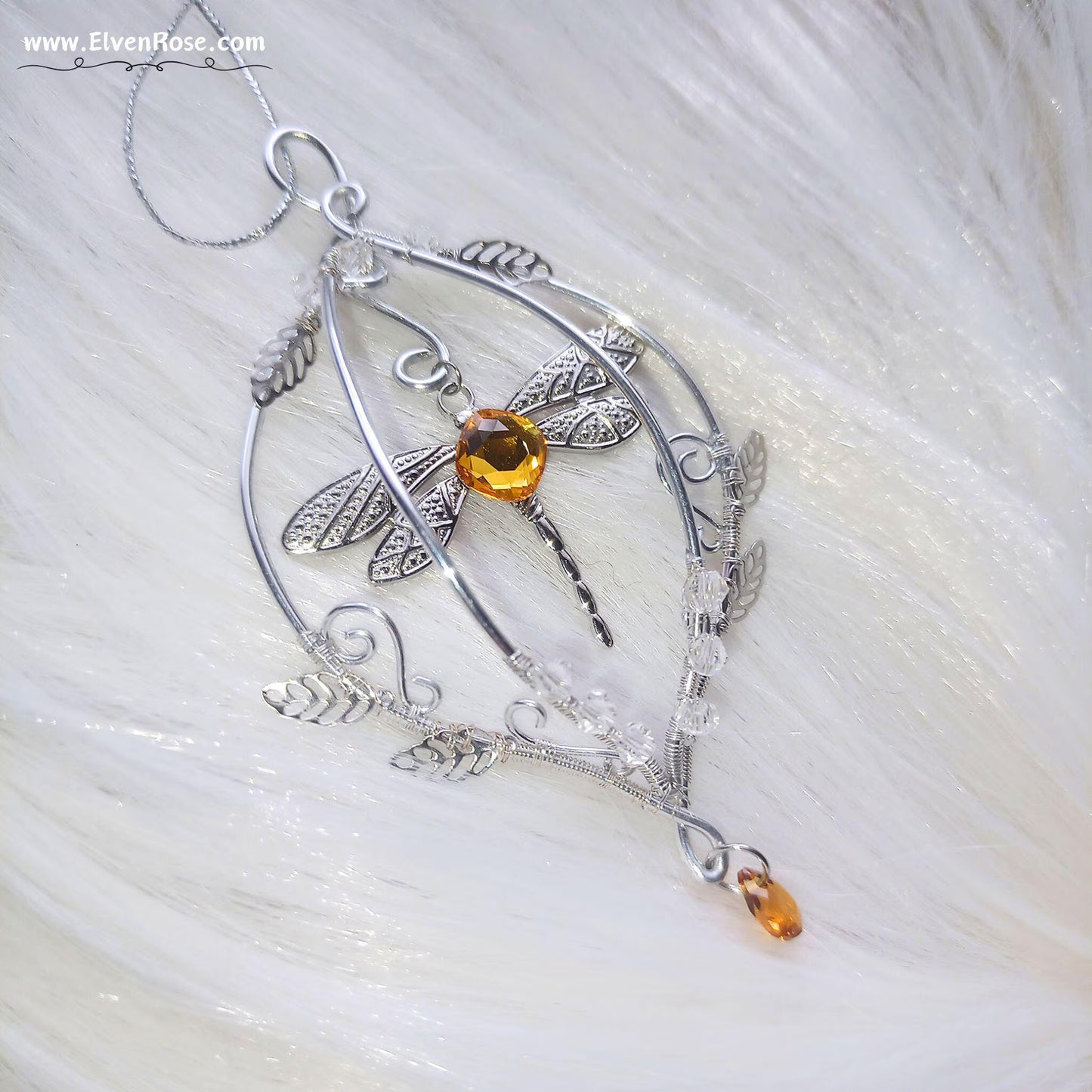 Elven Dragonfly Ornament | Elven Rose - Christmas Ornament