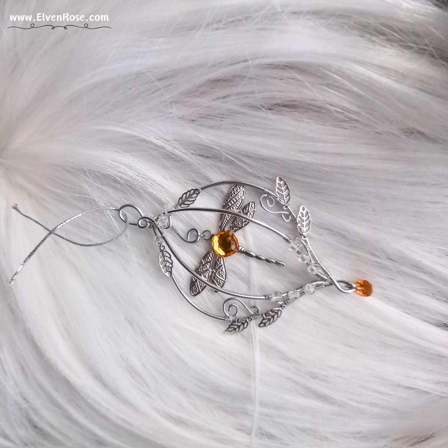 Elven Dragonfly Ornament | Elven Rose - Christmas Ornament