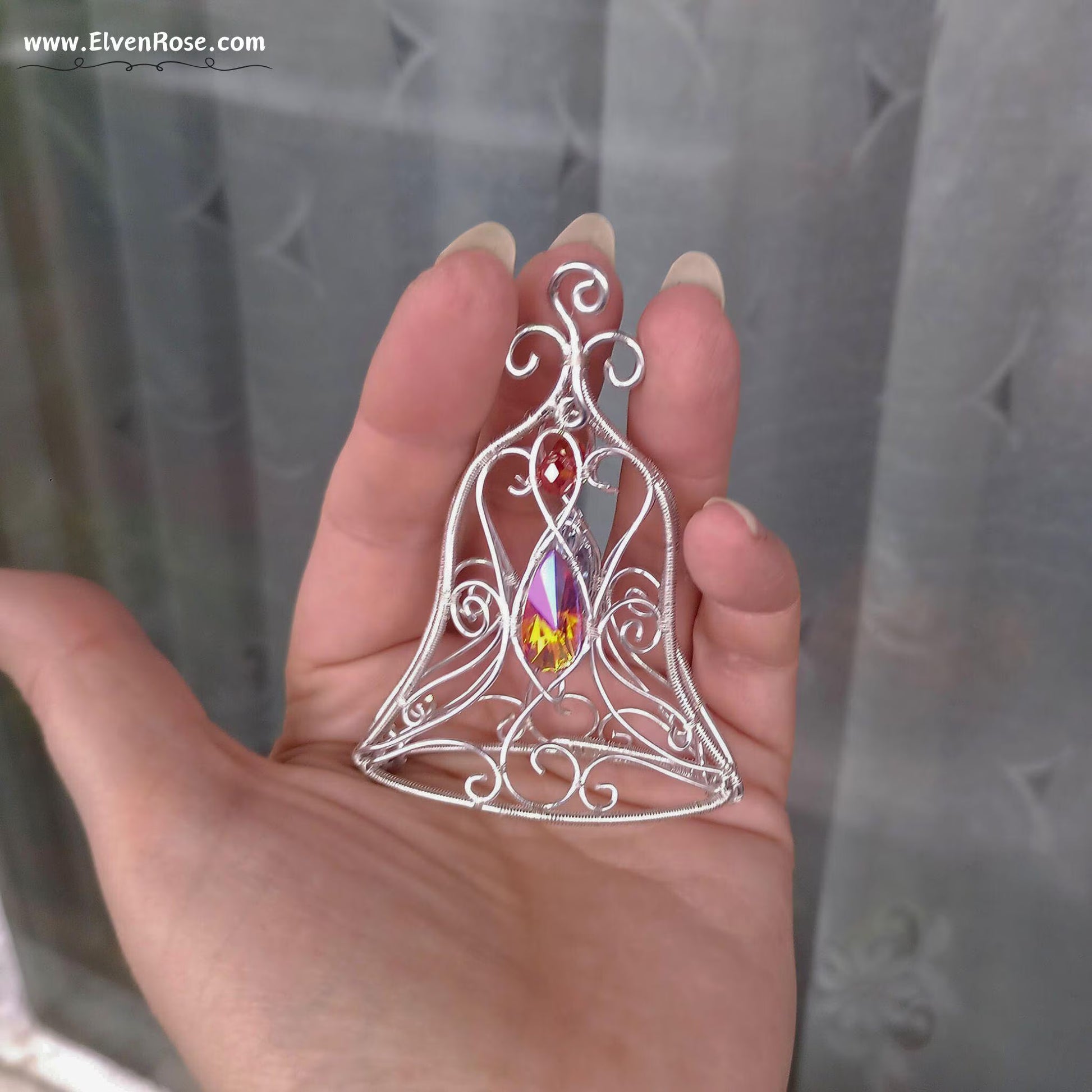 Elven Bell Suncatcher / Ornament - Elven Rose