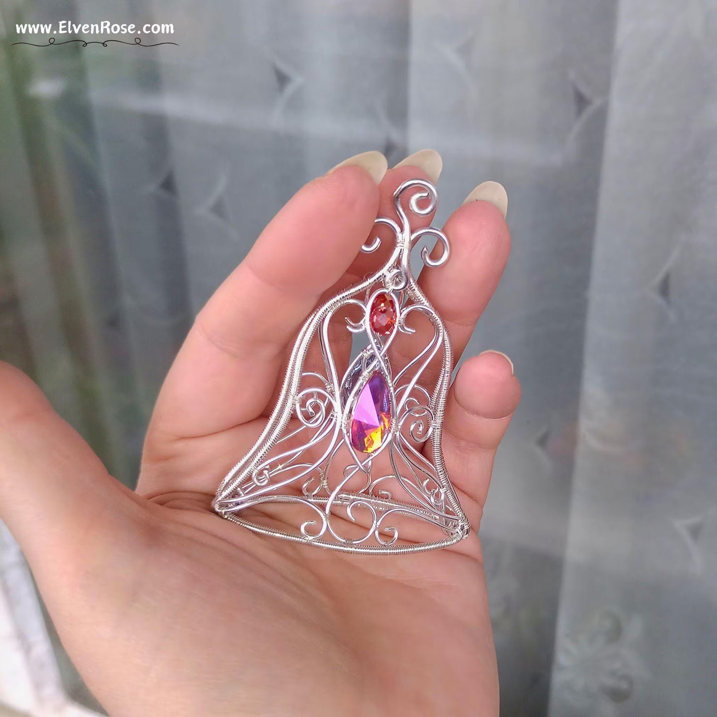 Elven Bell Suncatcher / Ornament - Elven Rose