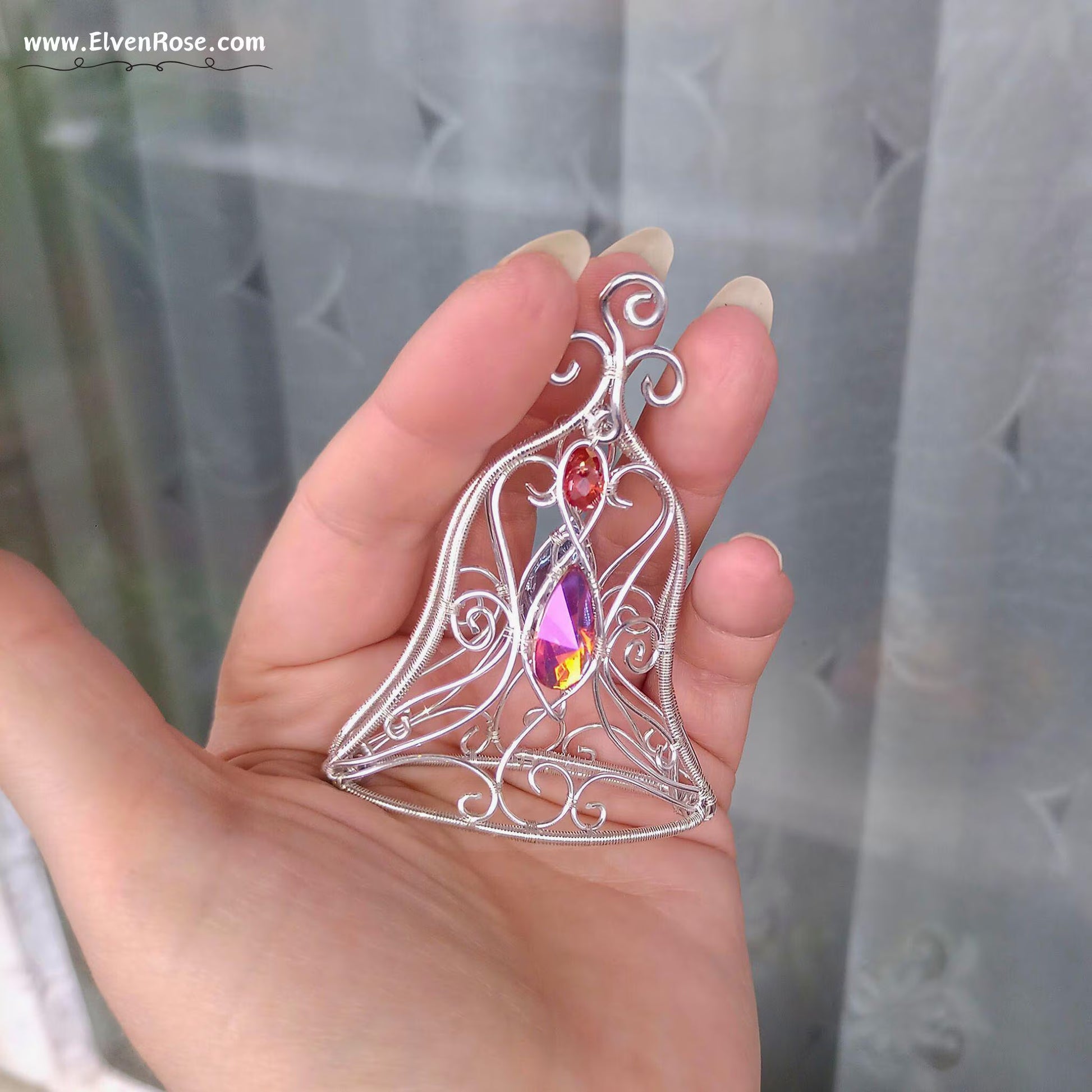 Elven Bell Suncatcher / Ornament - Elven Rose