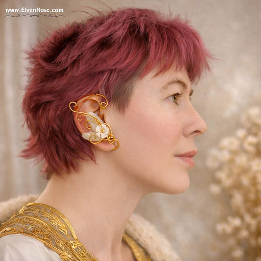 Ivory Blossom Elf Ear Wrap - Elven Rose