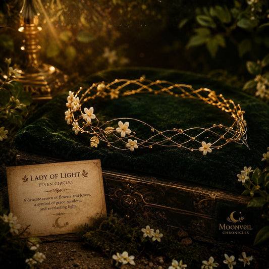 Lady of Light Crown – Floral Elven Crown for Weddings, Fantasy & Cosplay - Elven Rose