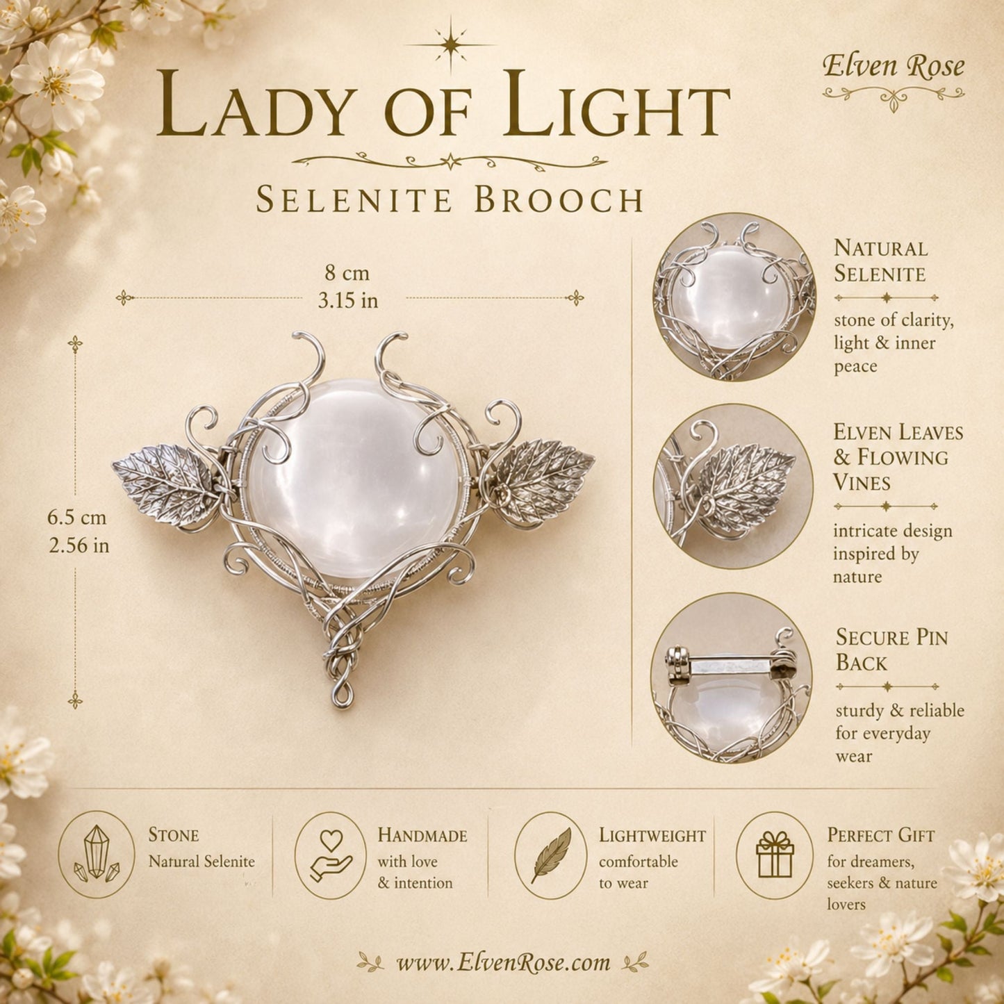 Lady of Light – Elven Brooch - Elven Rose