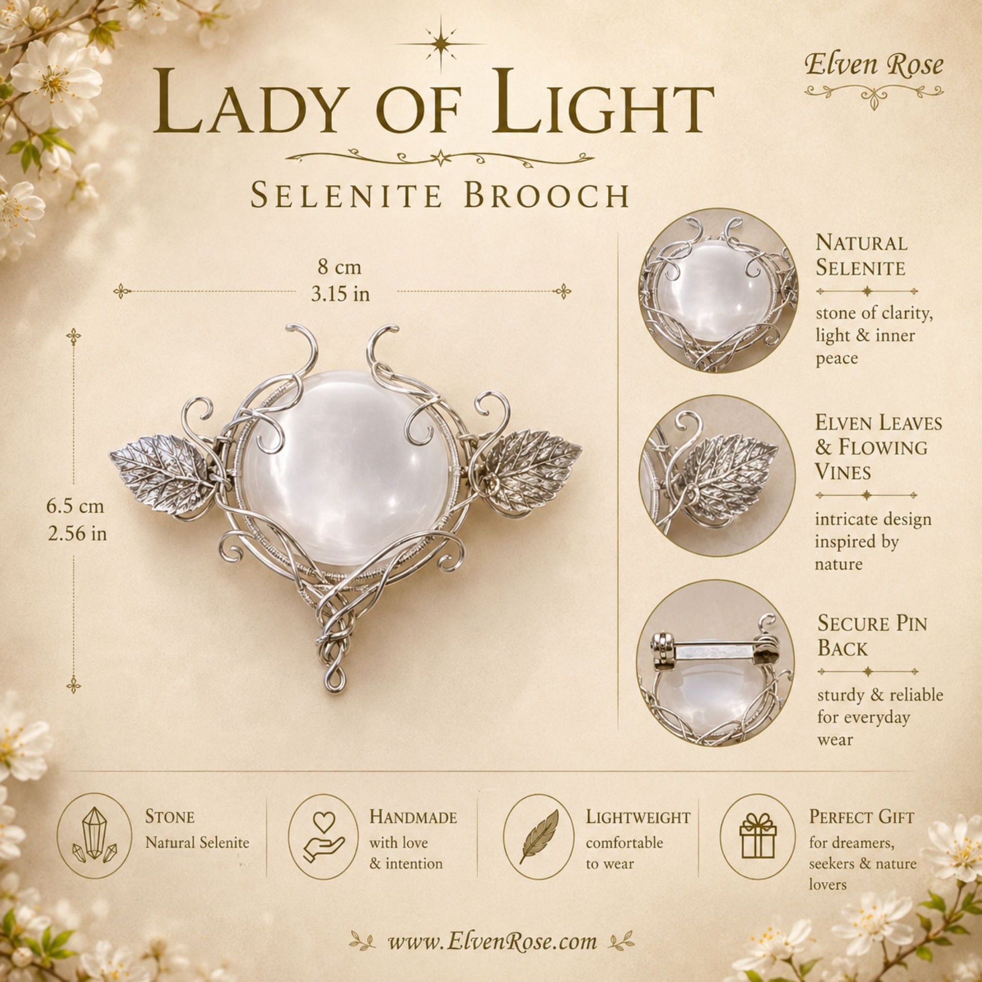 Lady of Light – Elven Brooch - Elven Rose